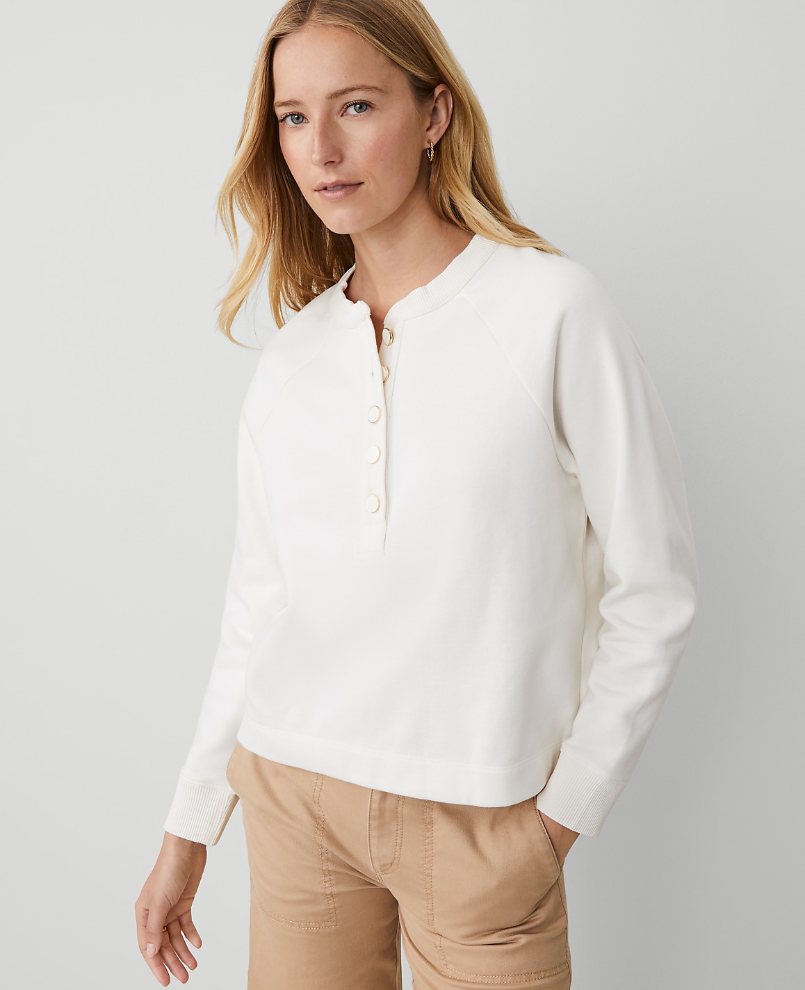 Petite Weekend Collection Henley Sweatshirt