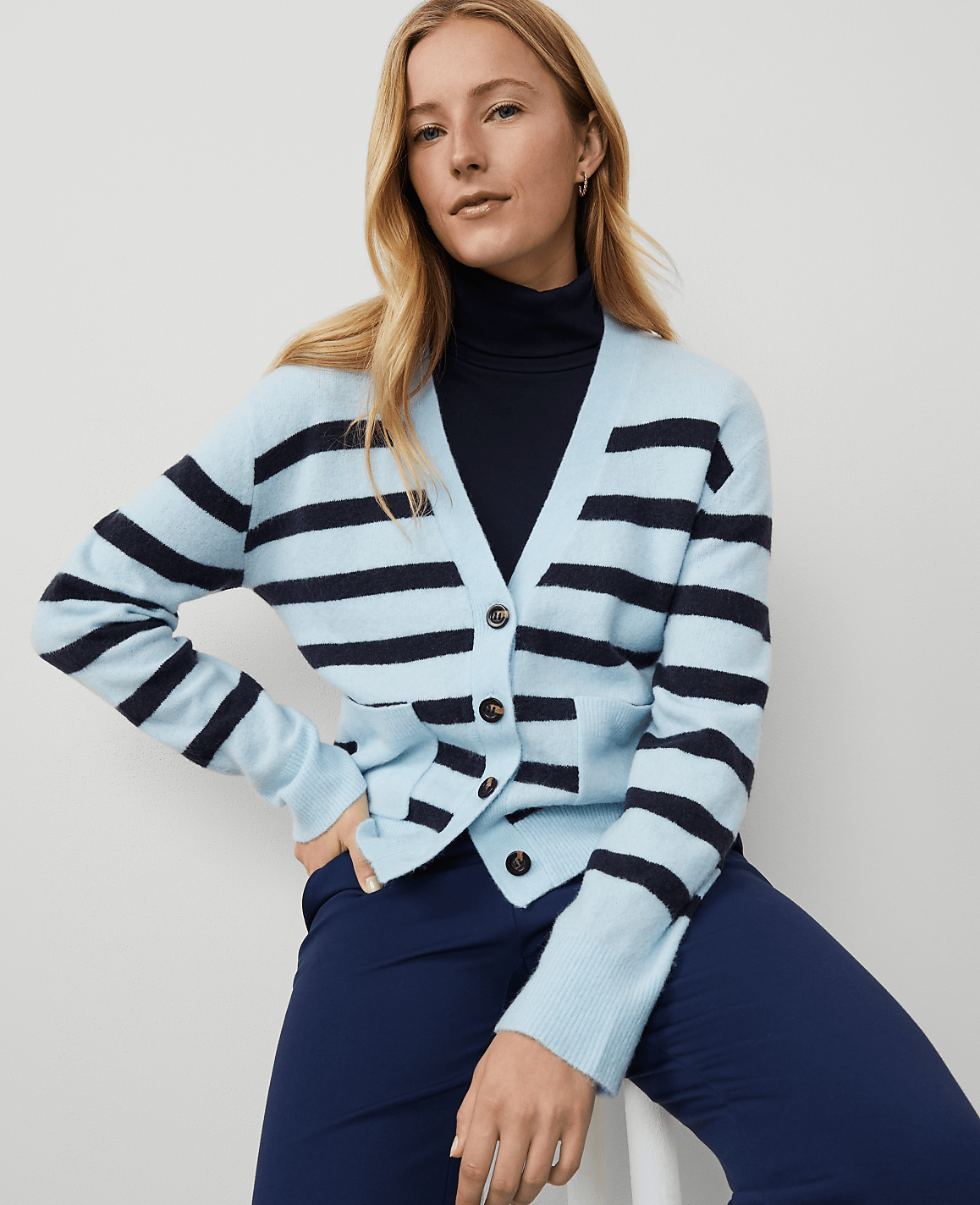 Weekend Collection Striped V-Neck Cardigan