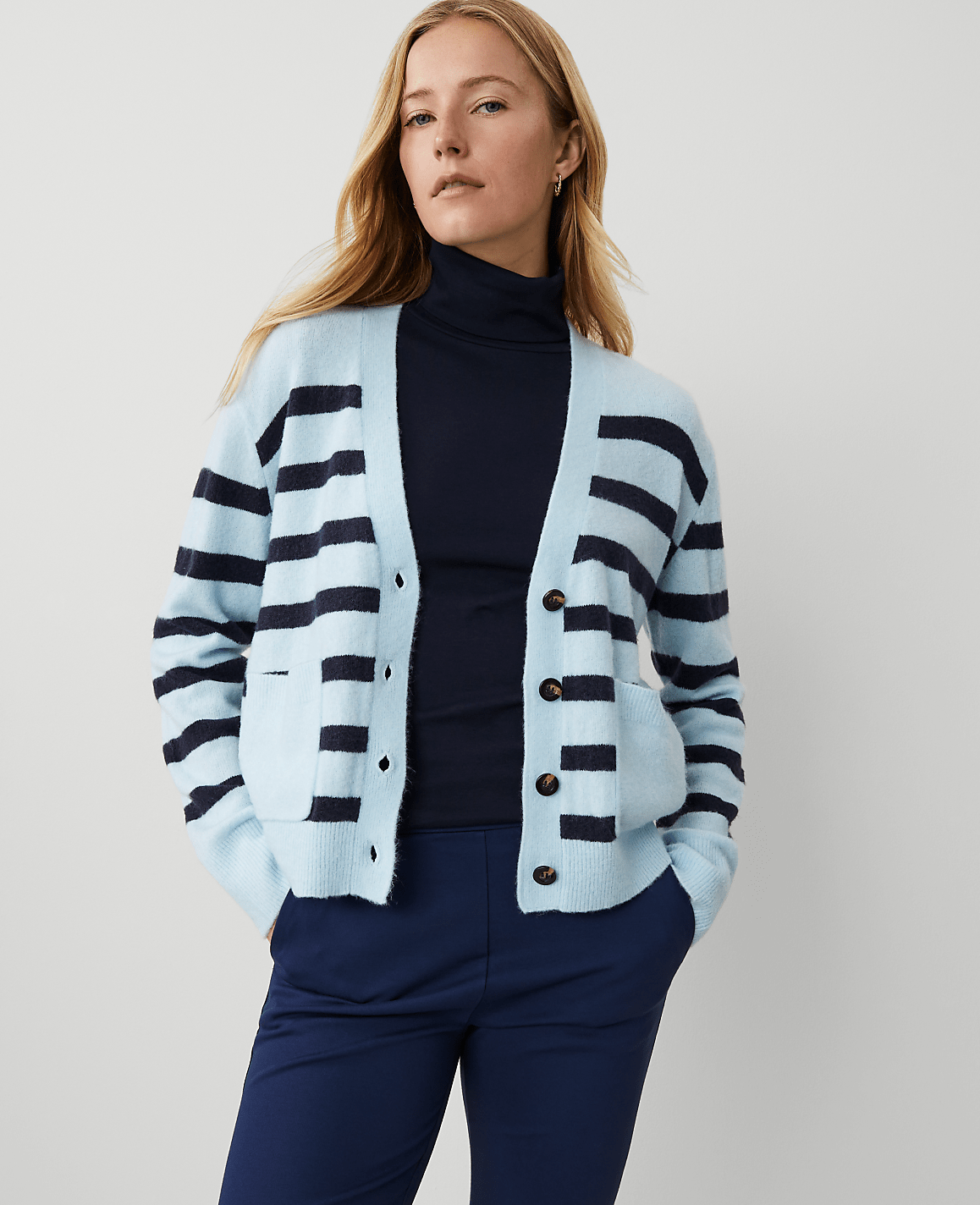 Weekend Collection Striped V-Neck Cardigan