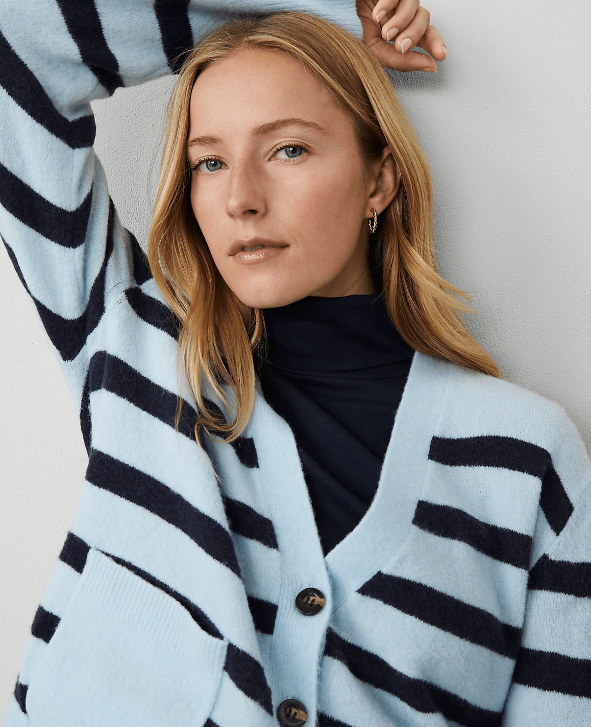 Weekend Collection Striped V-Neck Cardigan