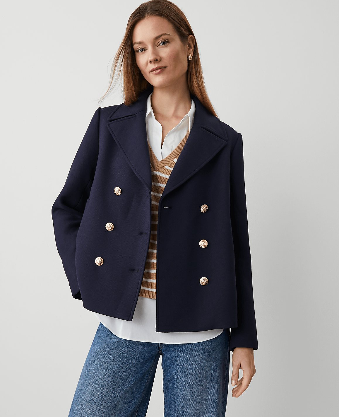 Twill Double Breasted Peacoat