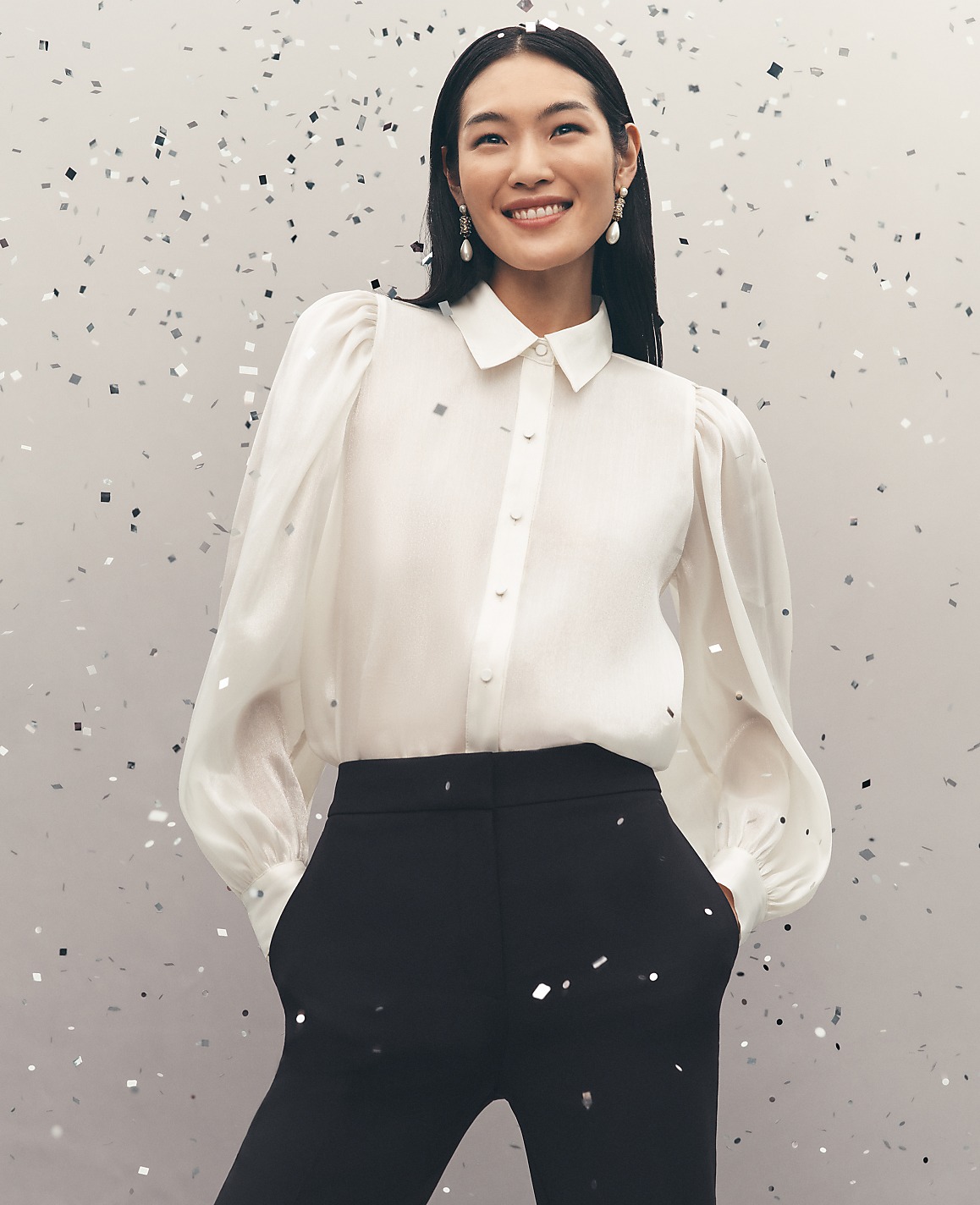 Organza Voluminous Collared Shirt