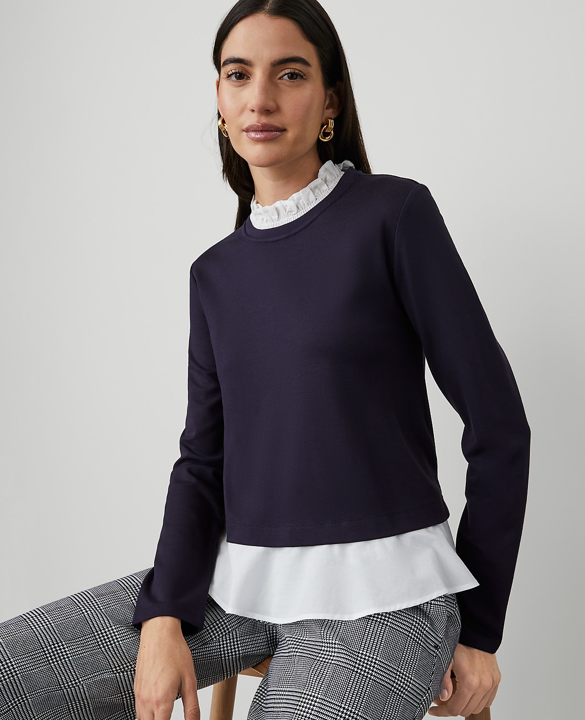 Ponte Mixed-Media Top