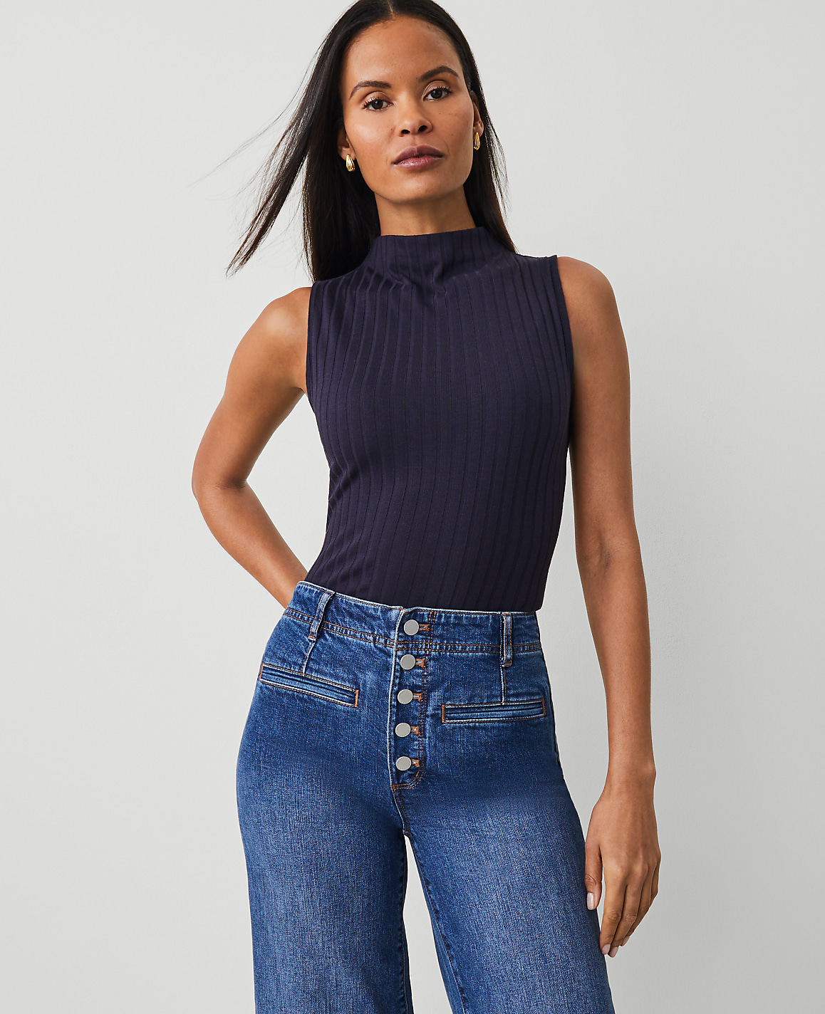 Sleeveless Mock Neck Top