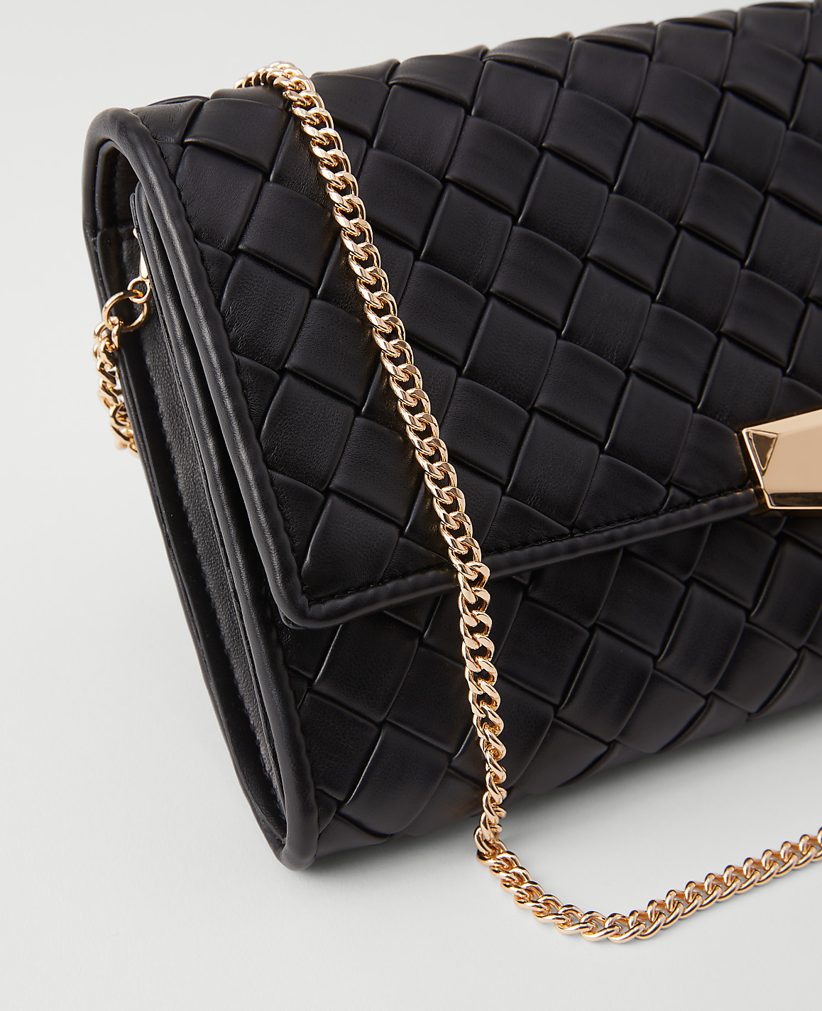 Woven Faux Leather Clutch