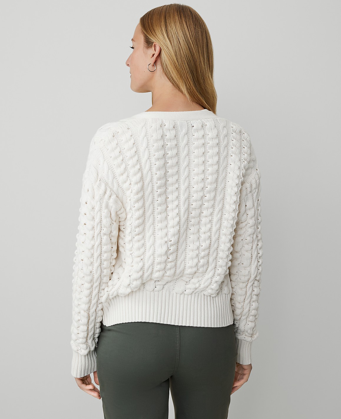 Petite Weekend Collection Stitched V-Neck Cardigan