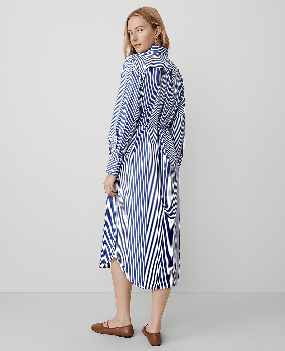 Petite Weekend Collection Striped Midi Shirtdress