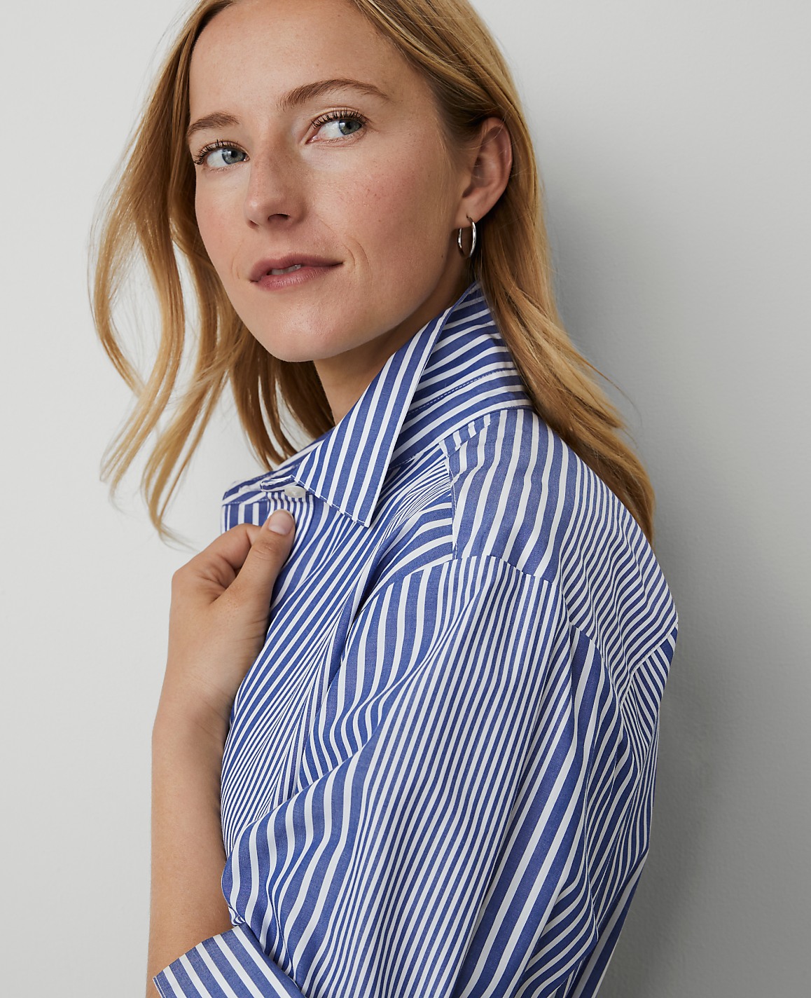 Petite Weekend Collection Striped Midi Shirtdress