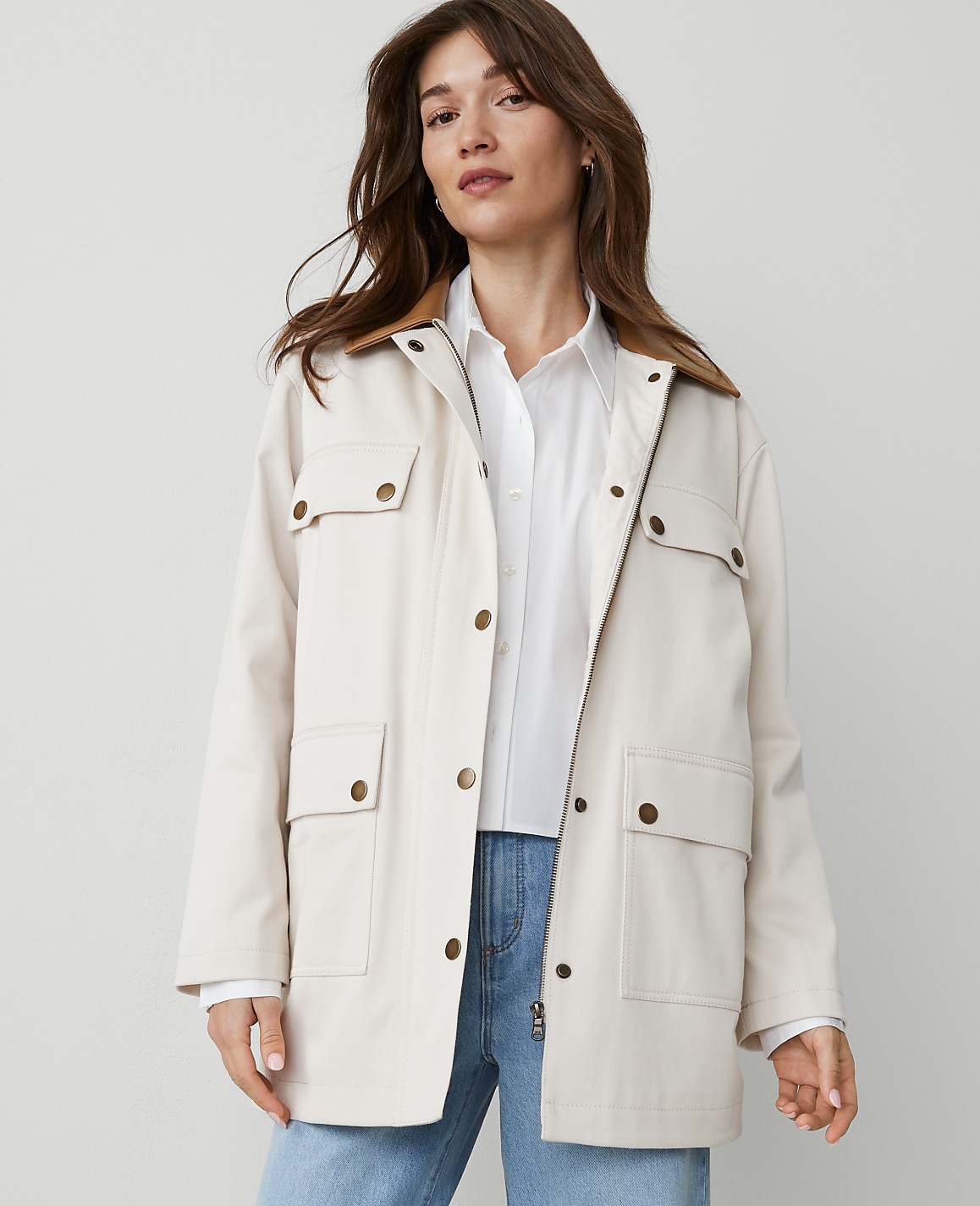 Weekend Collection Faux Leather Collared Jacket