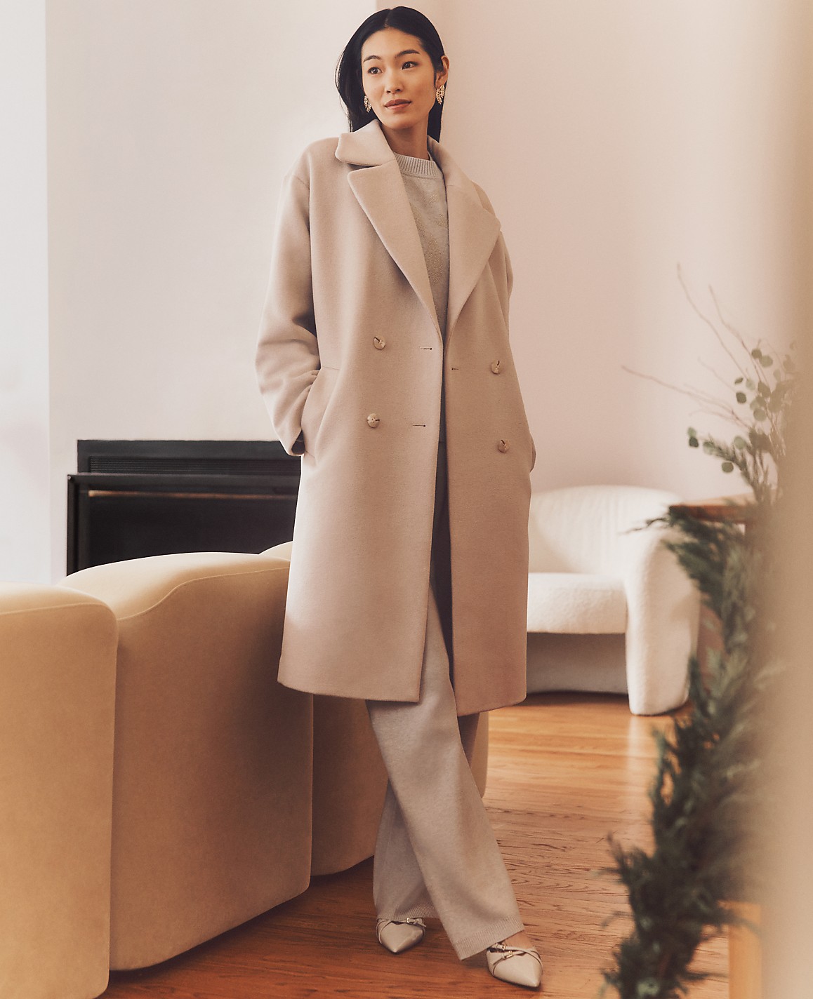 Relaxed Cocoon Double Breasted Coat
