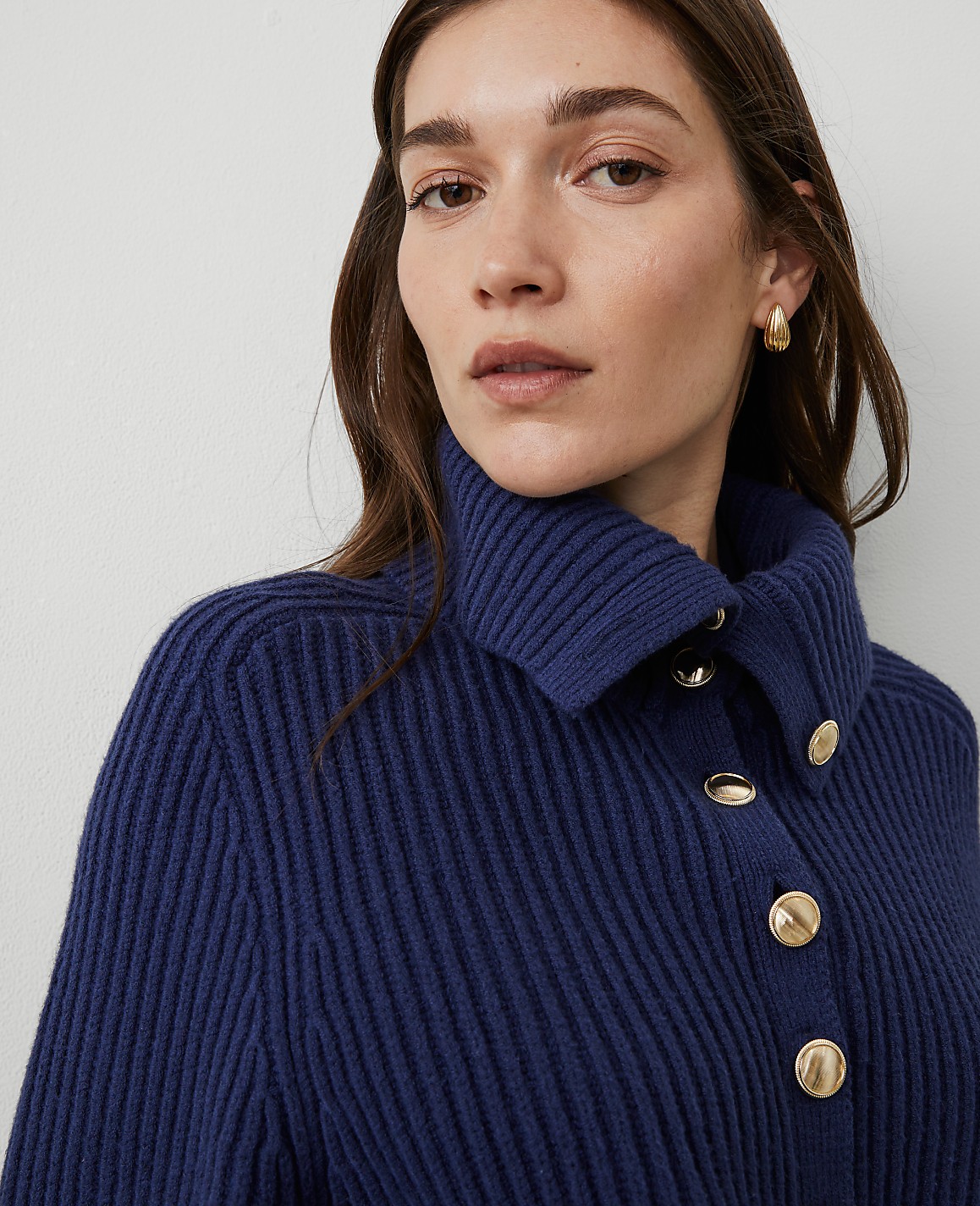 Ribbed Button Sweater