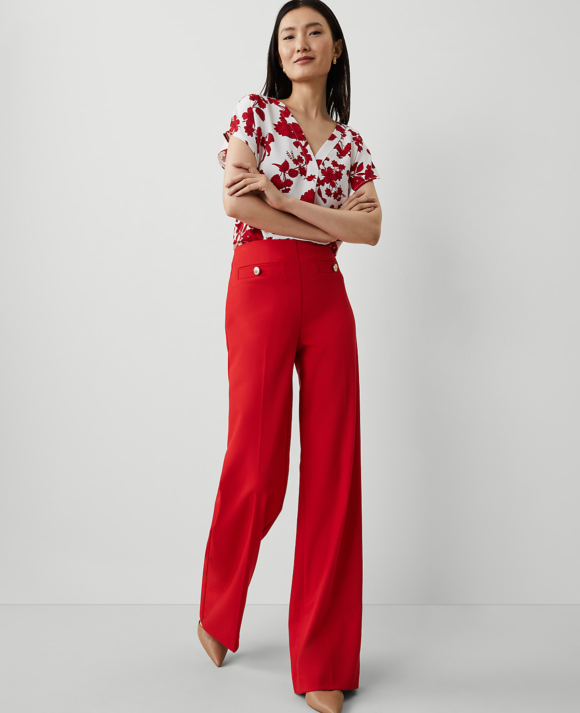 The Button Trim Sailor Wide-Leg Pant