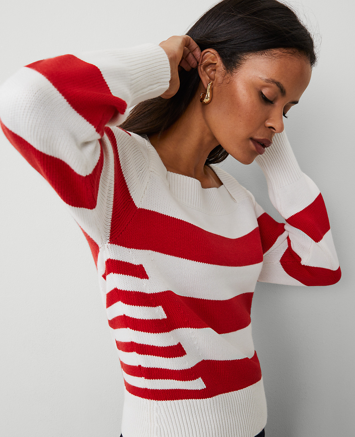 Striped Envelope Neck Sweater