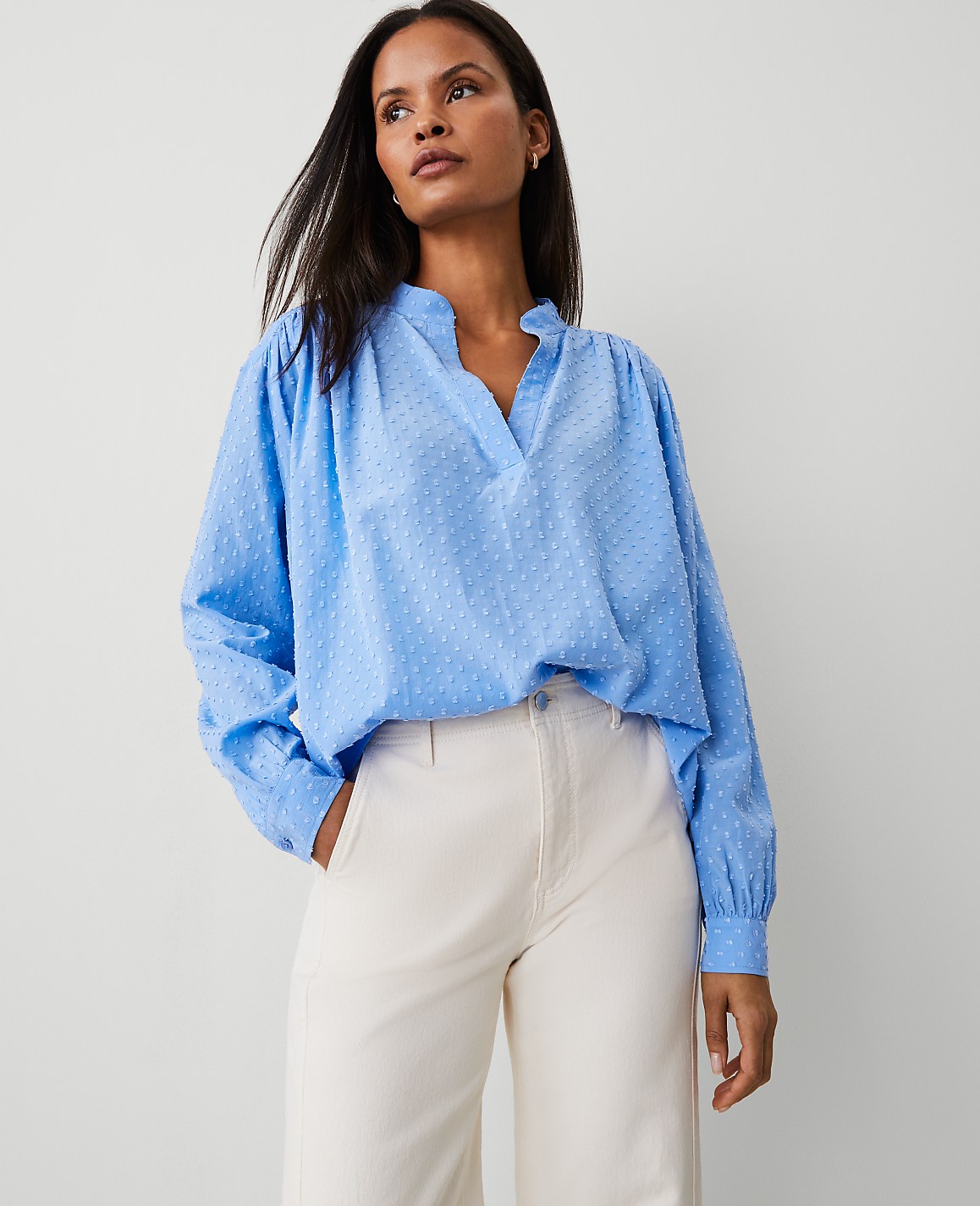 Clip V-Neck Blouson Popover