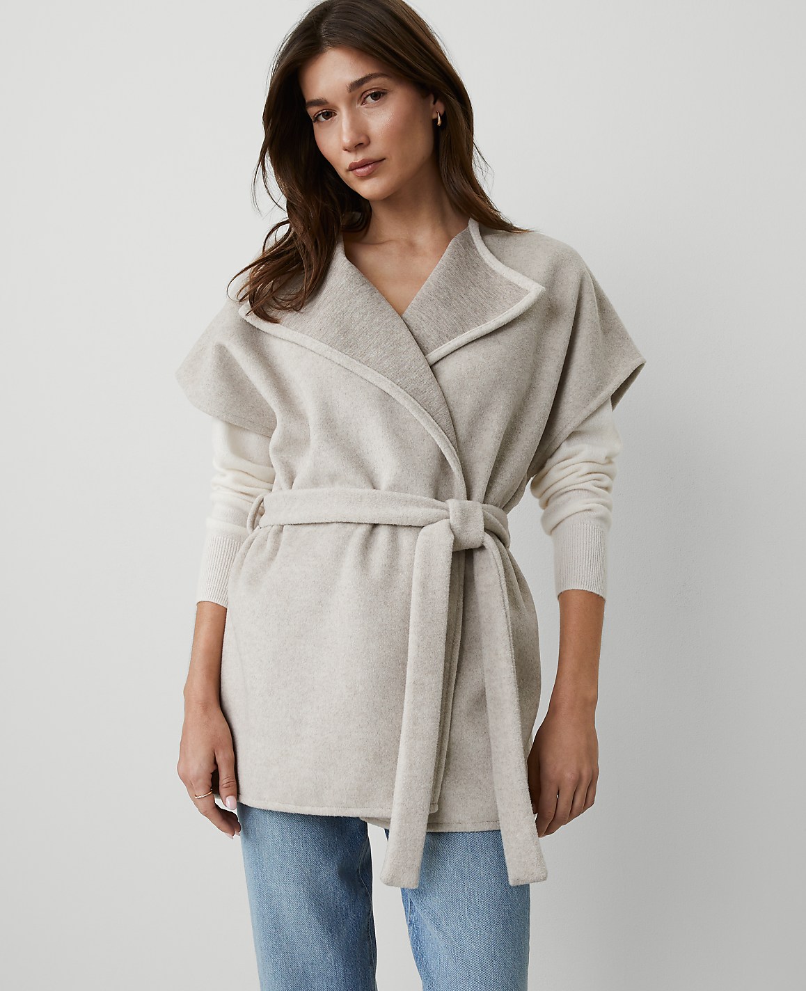 Cap Sleeve Belted Poncho