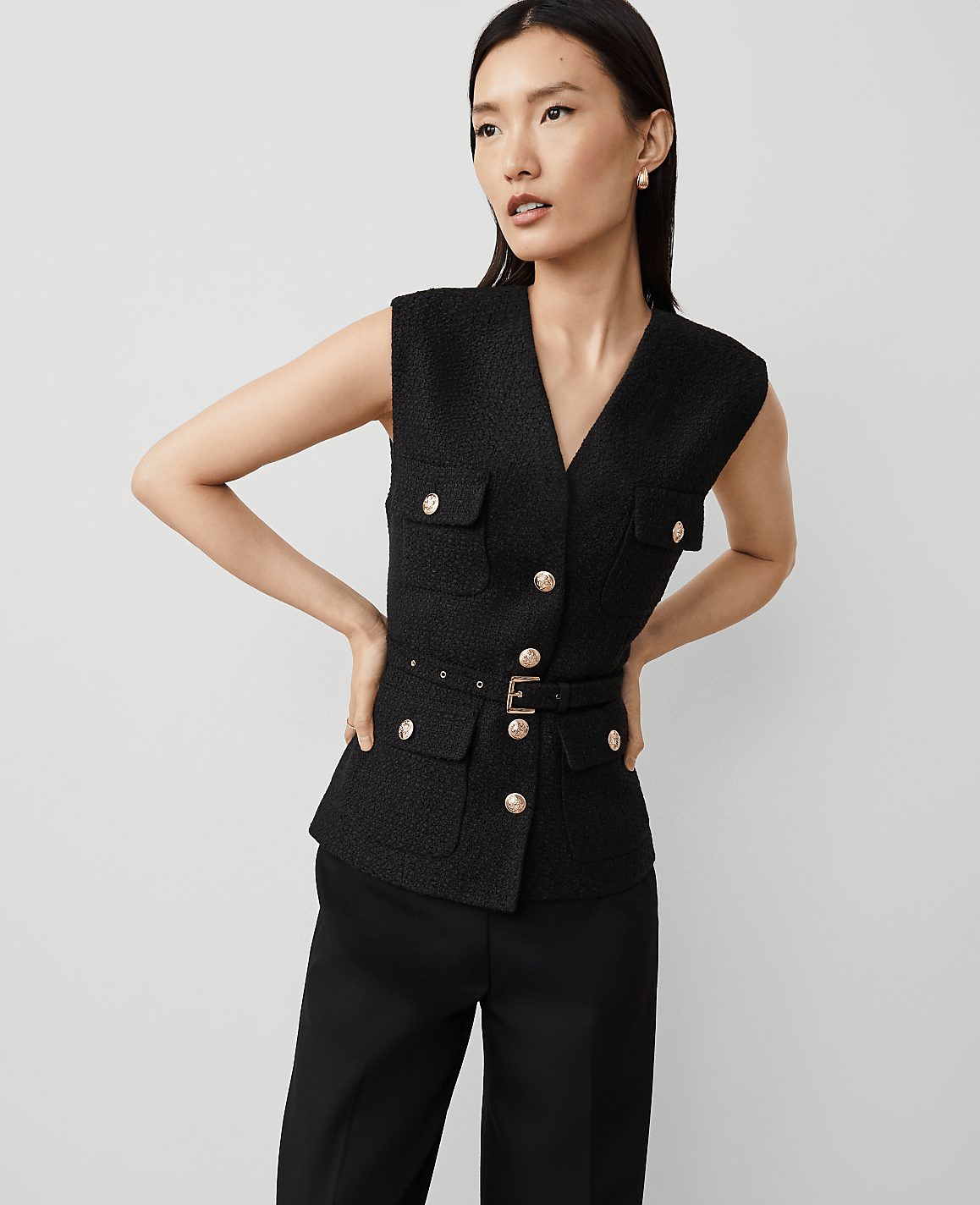 Tweed Belted Vest