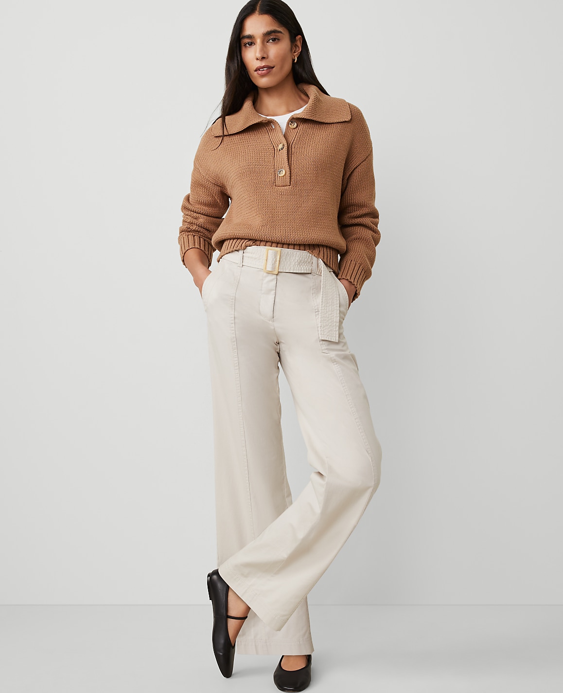 Petite Weekend Collection Belted Utility Pant