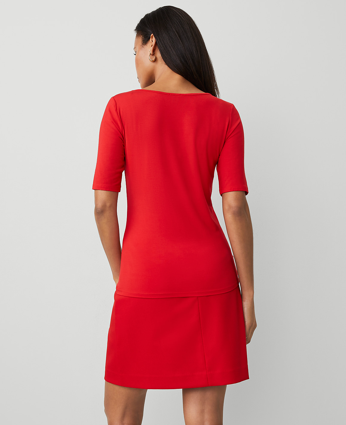 Scoop Neck Elbow Sleeve Tee