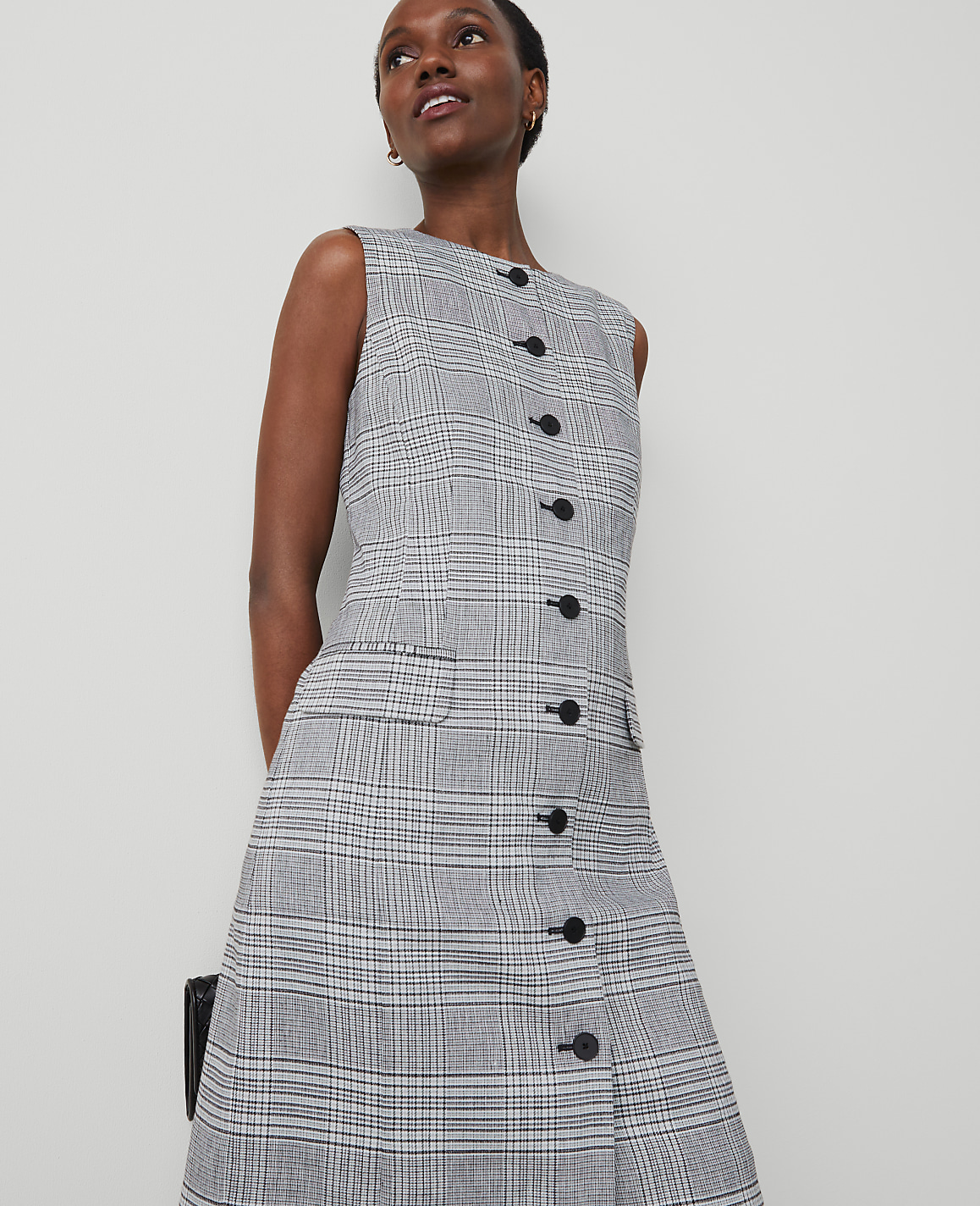 The Button Shift Dress in Plaid