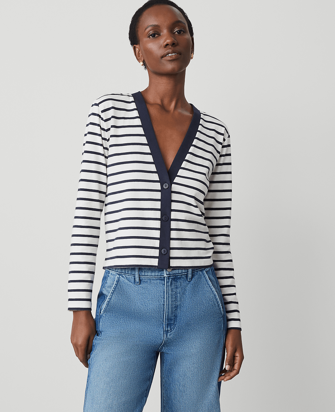 Striped V-Neck Cardigan