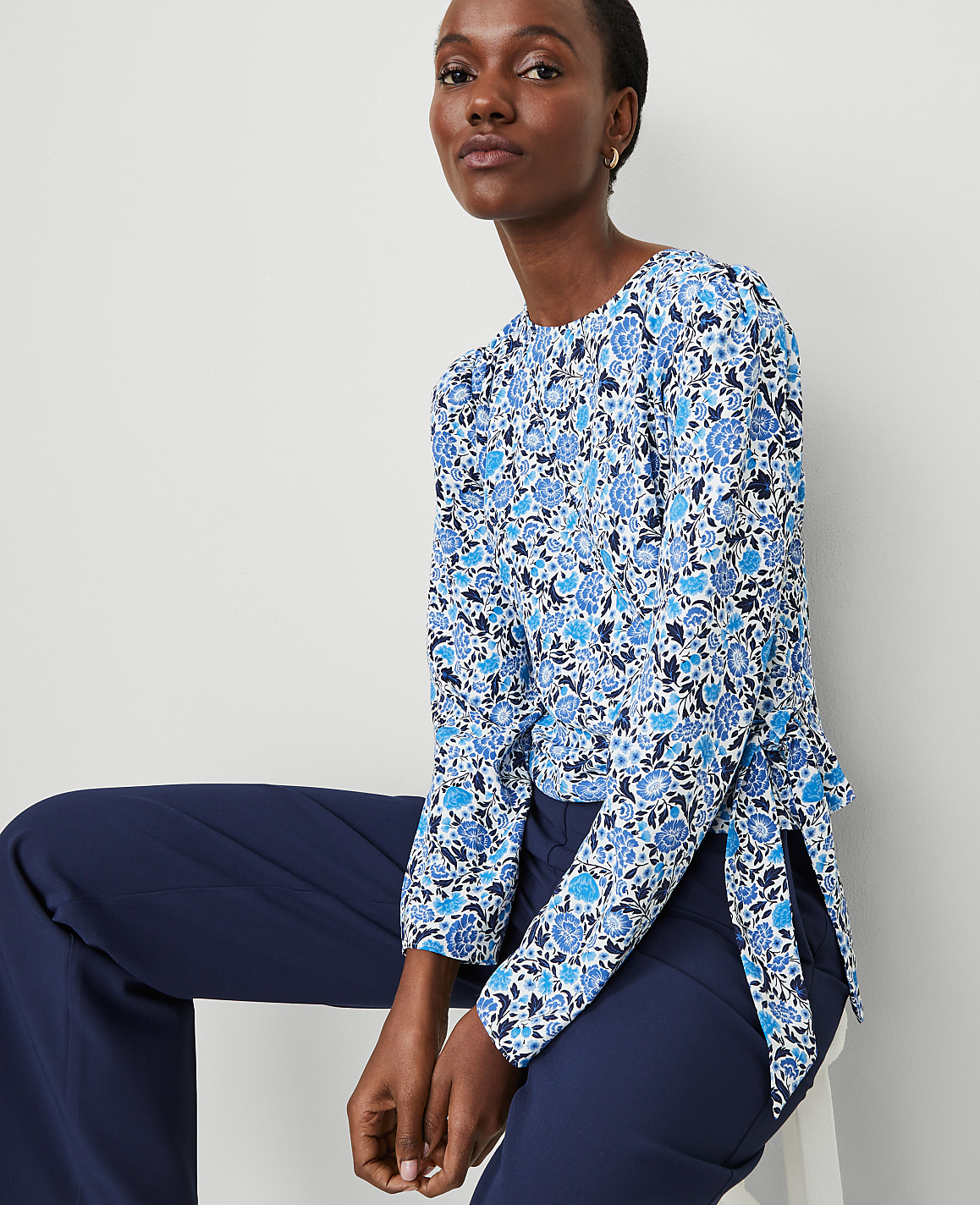 Floral Silky Wrap Blouse