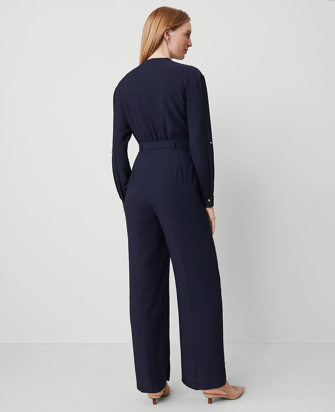 Petite Belted V-Neck Jumpsuit