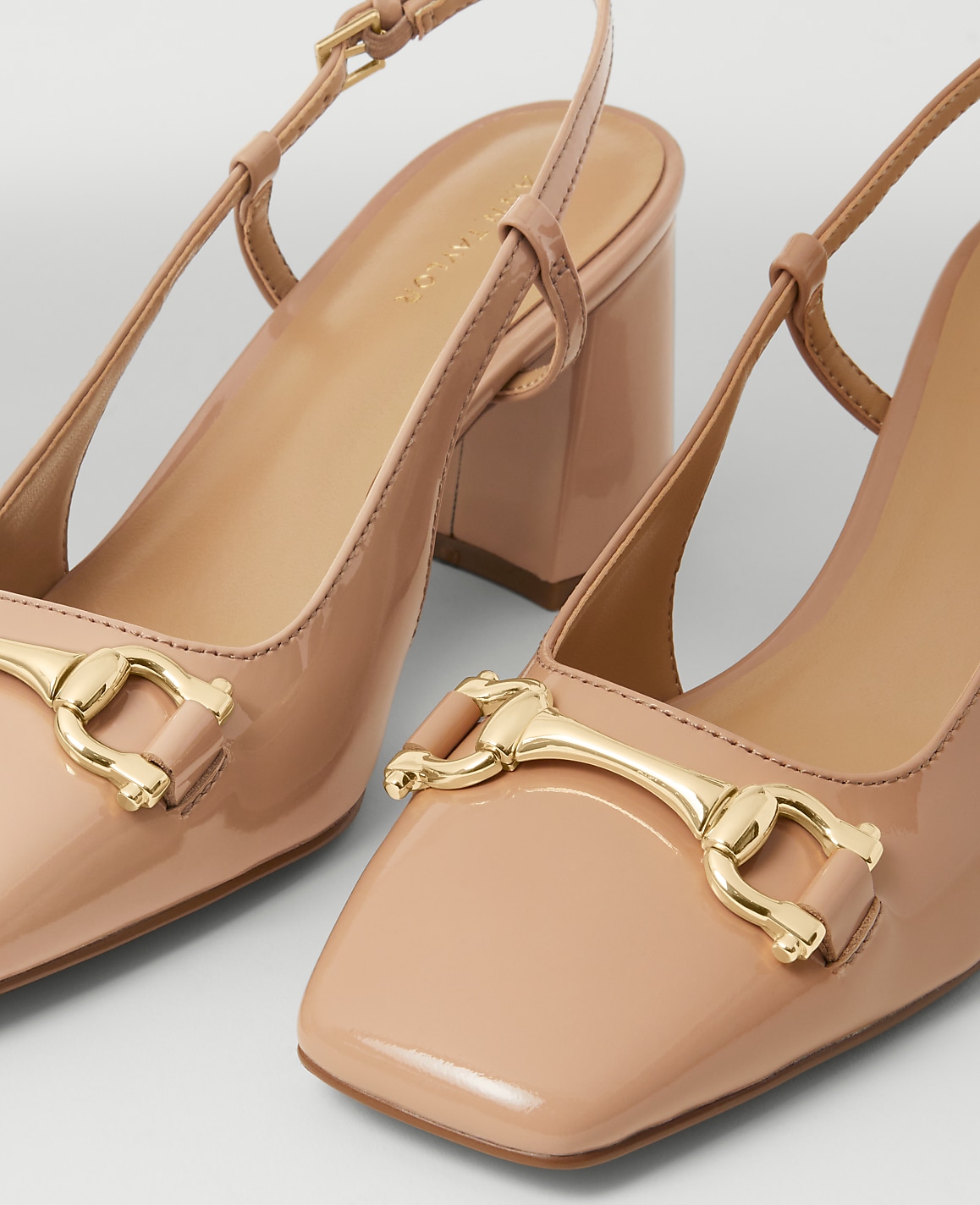 Patent Square Toe Slingback Pumps