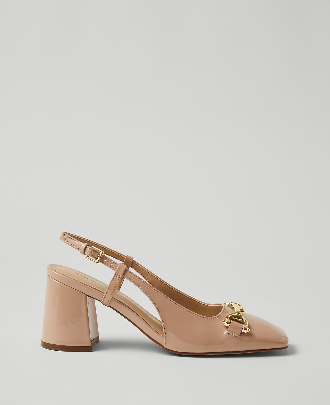 Patent Square Toe Slingback Pumps