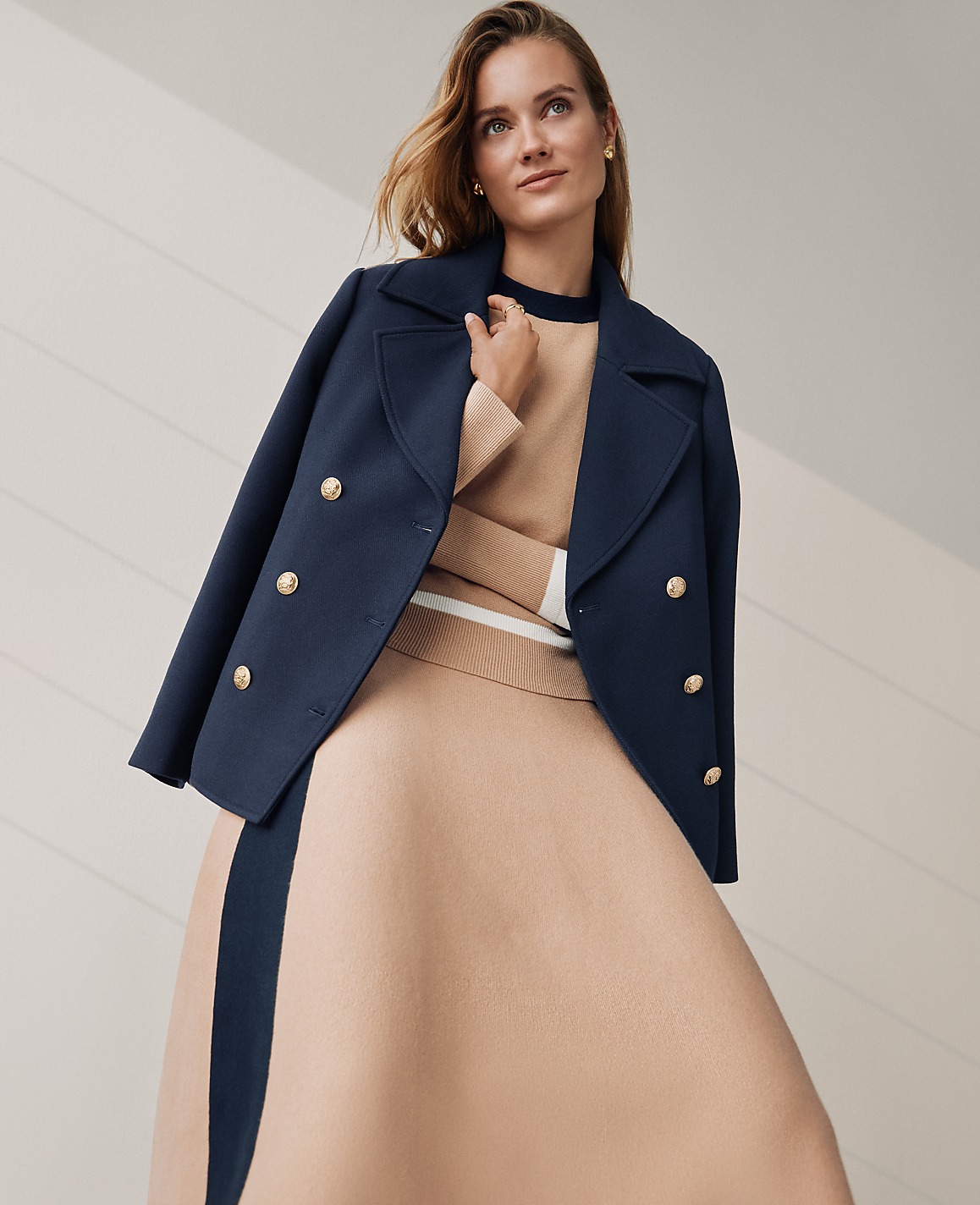 Twill Double Breasted Peacoat