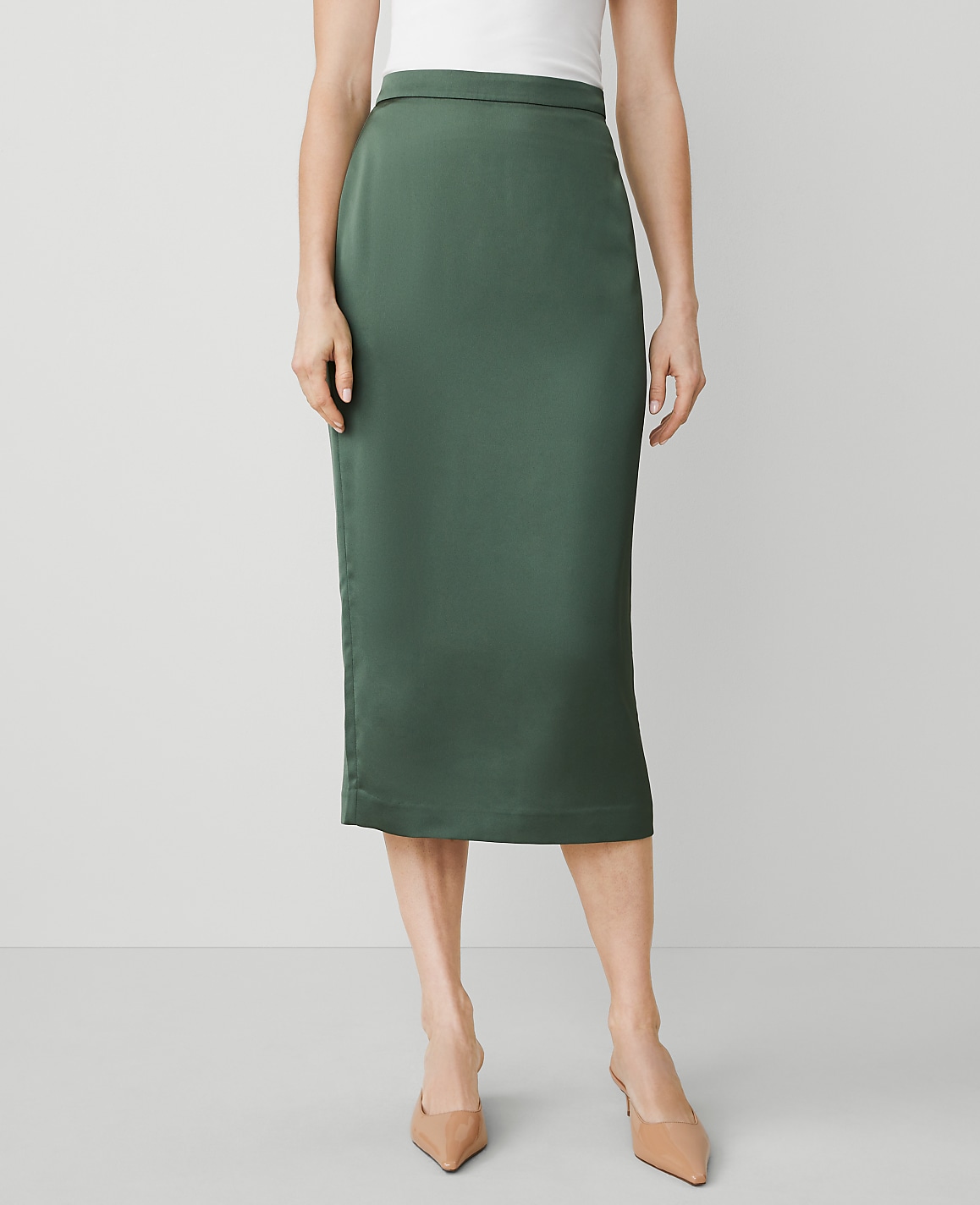 Crepe Column Midi Skirt