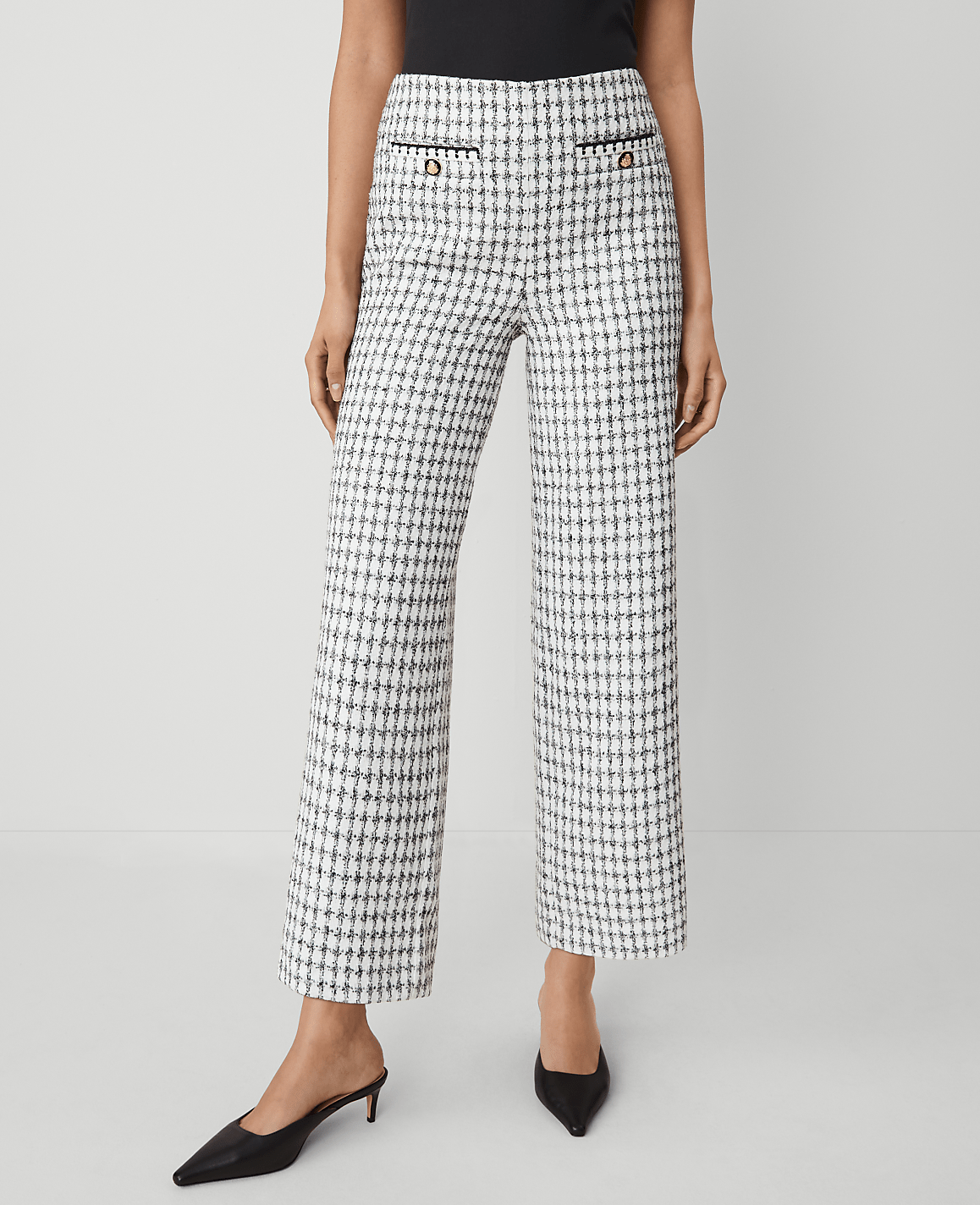 The Wide-Leg Ankle Pant in Tweed
