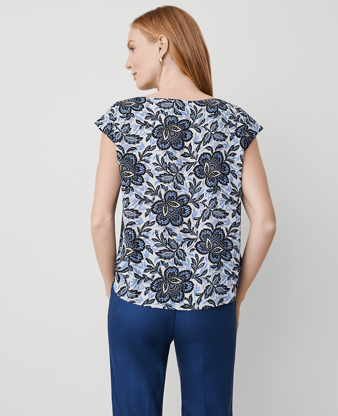 Floral Boatneck Shirttail Blouse