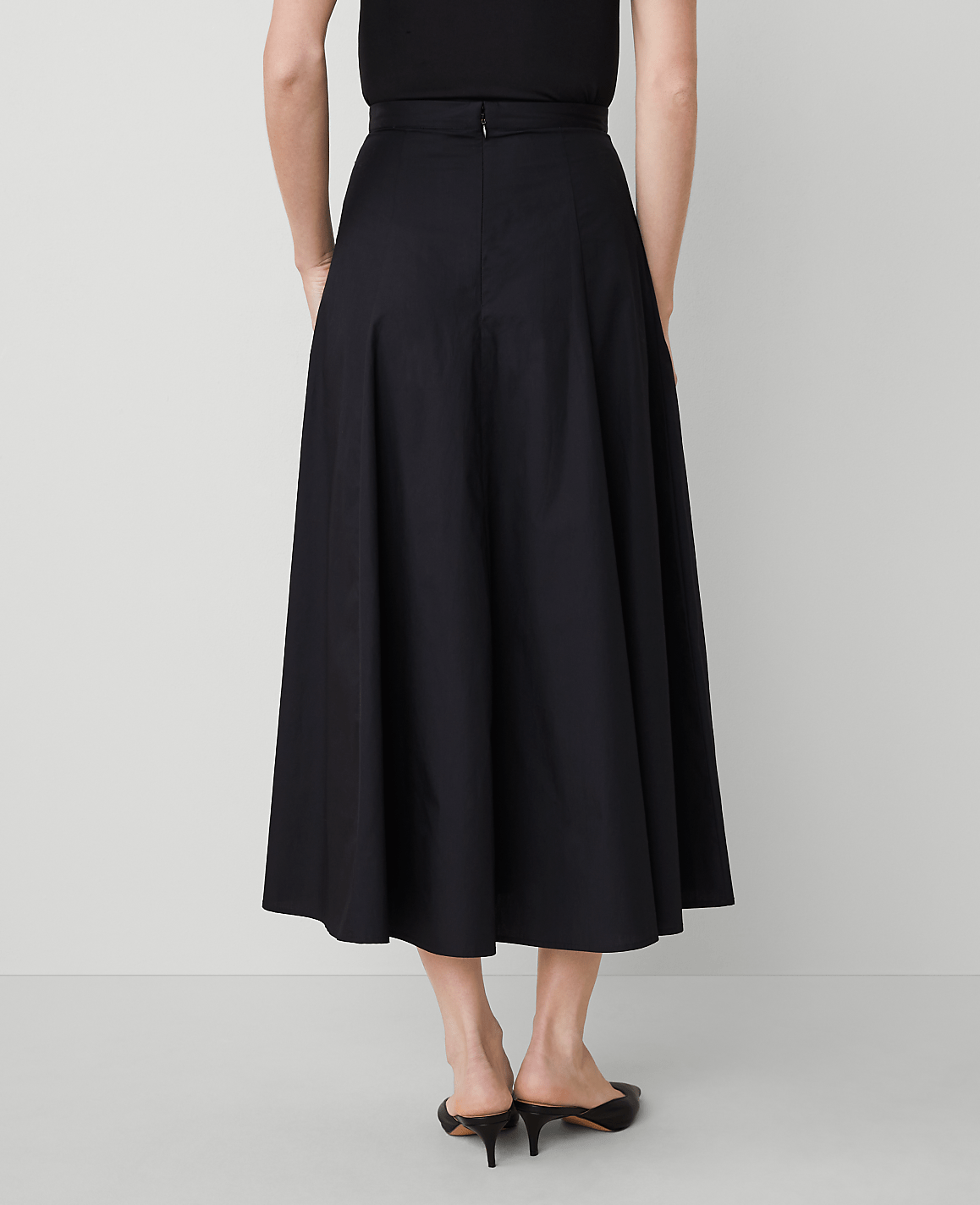 Petite Poplin Gored Midi Skirt