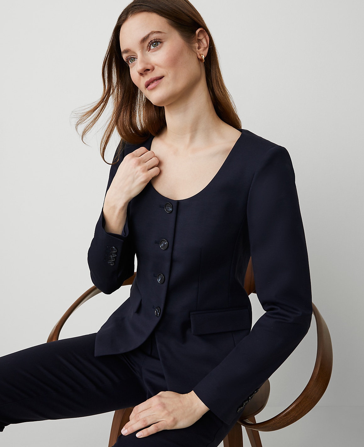 The Petite U-Neck Jacket in Stretch Cotton