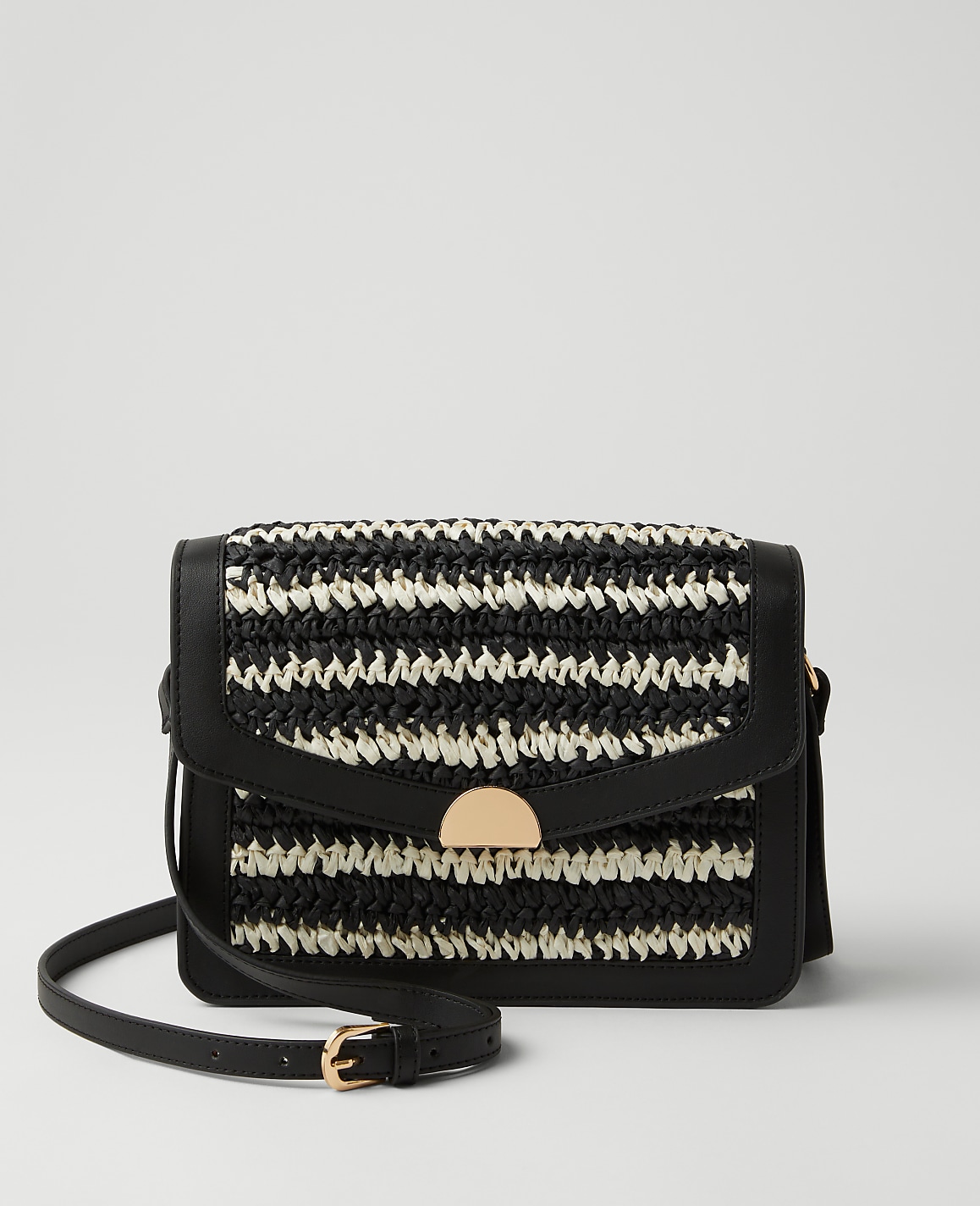 Weekend Collection Striped Raffia Crossbody Bag