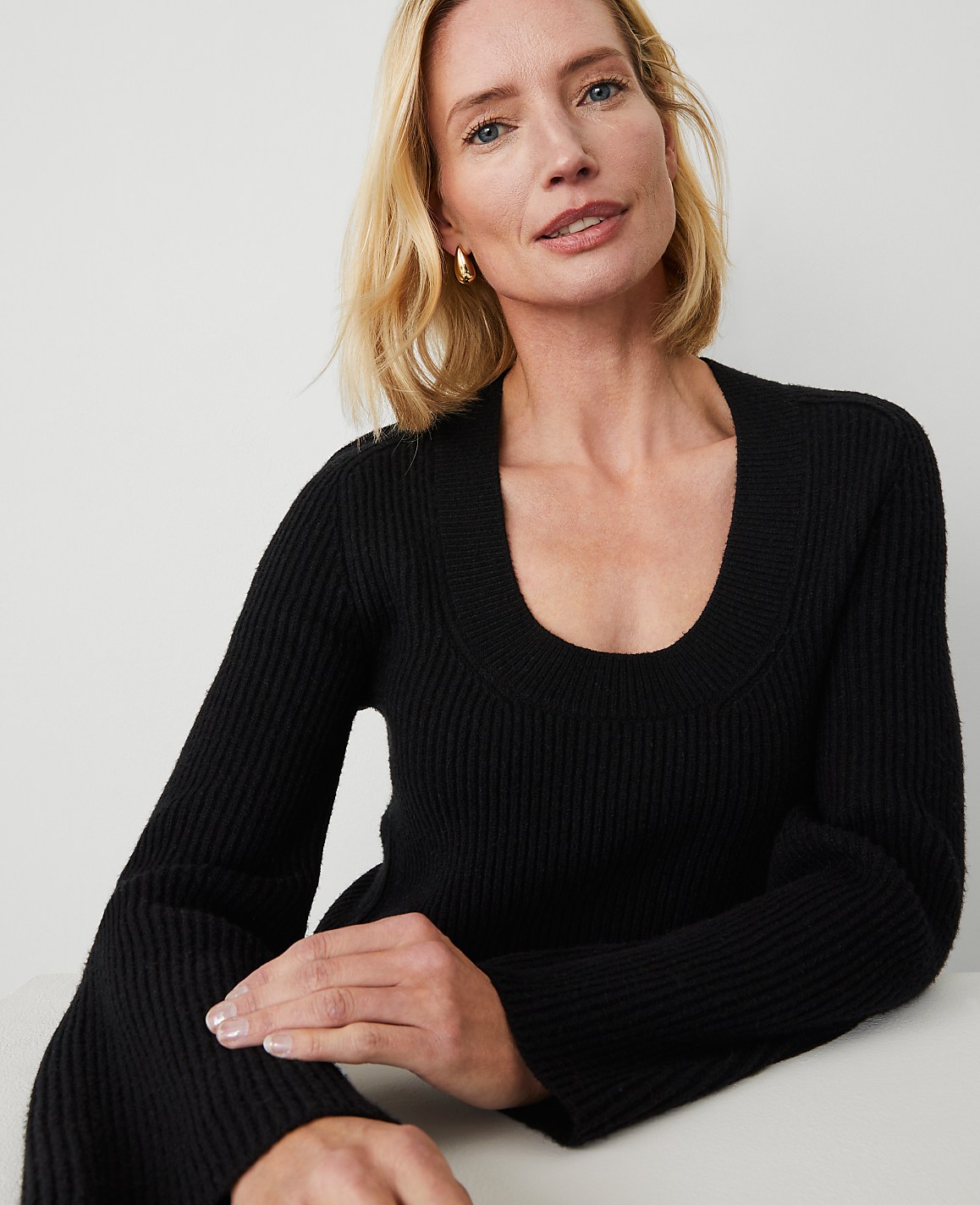 Ribbed Scoop Neck Sweater