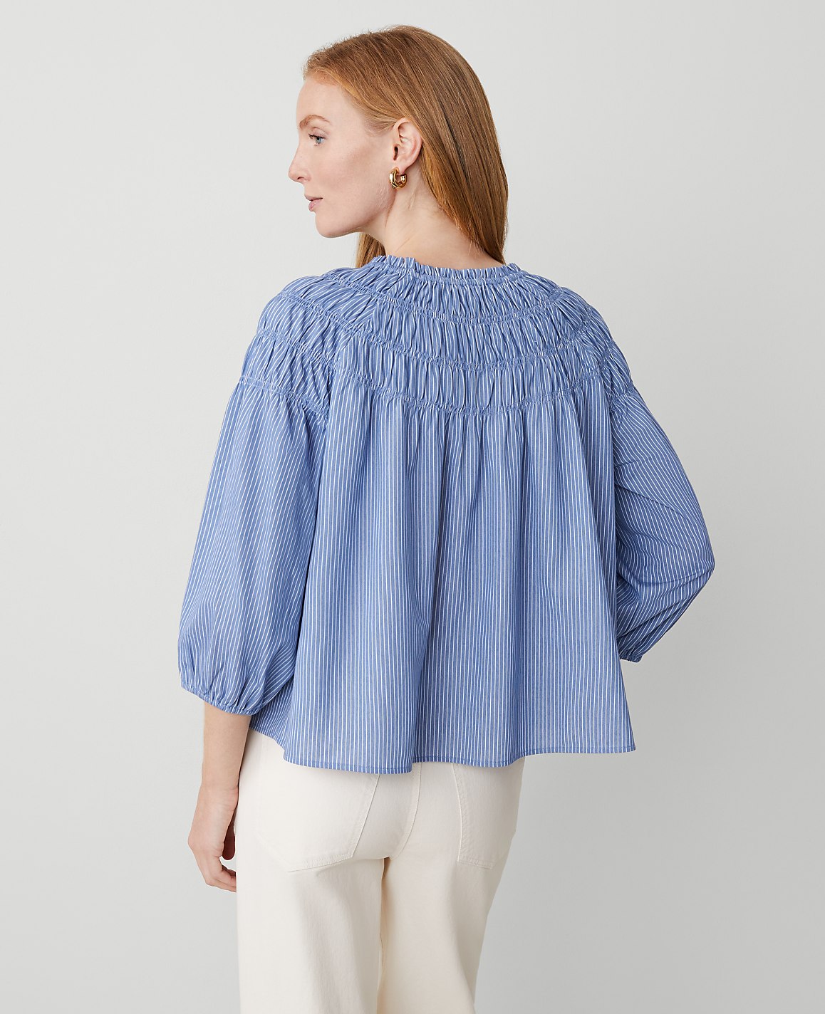 Striped Smocked Shoulder Top