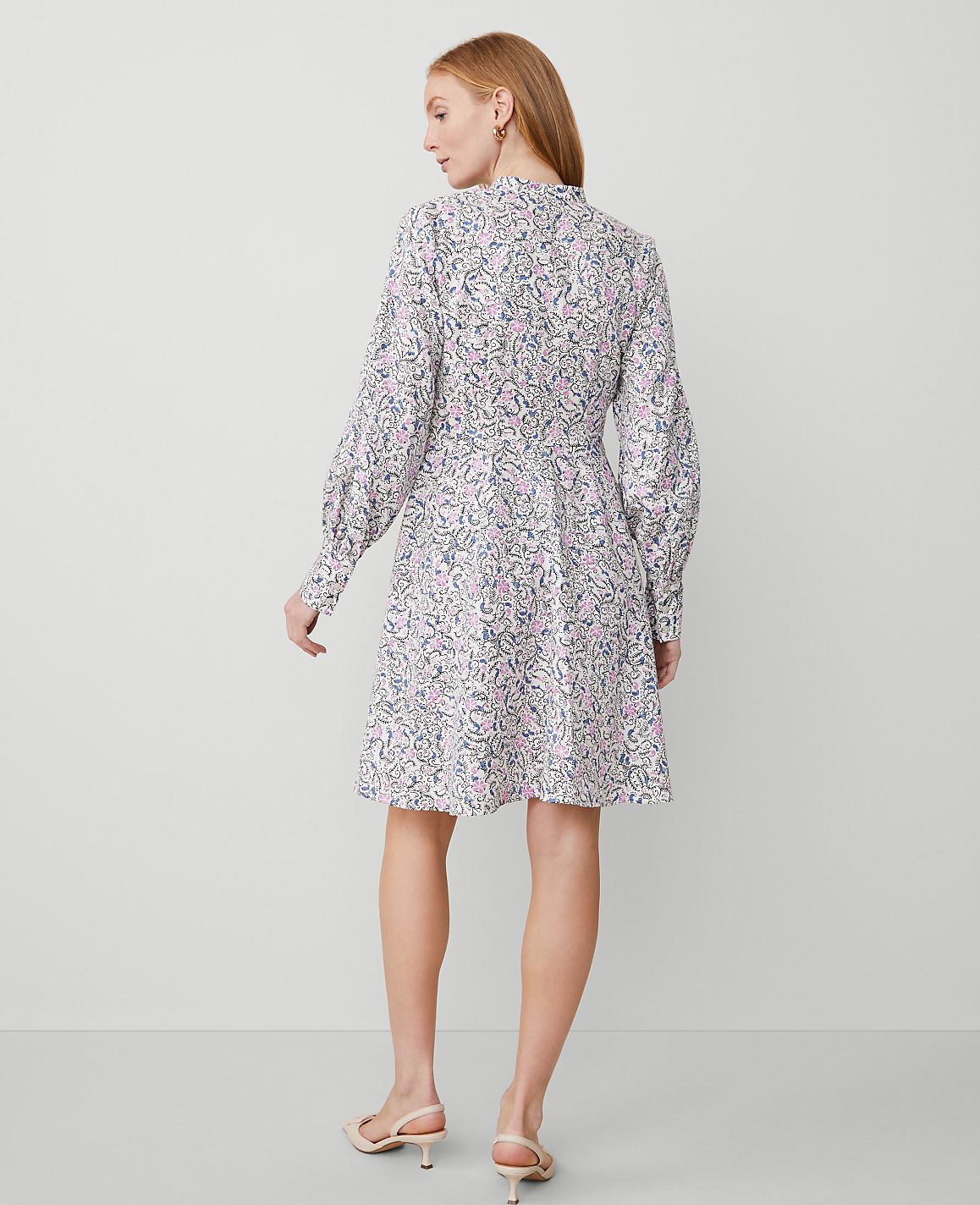 Floral Puff Sleeve Flare Dress