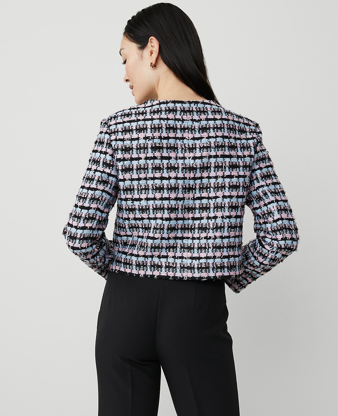 Petite Striped Tweed Cropped Jacket