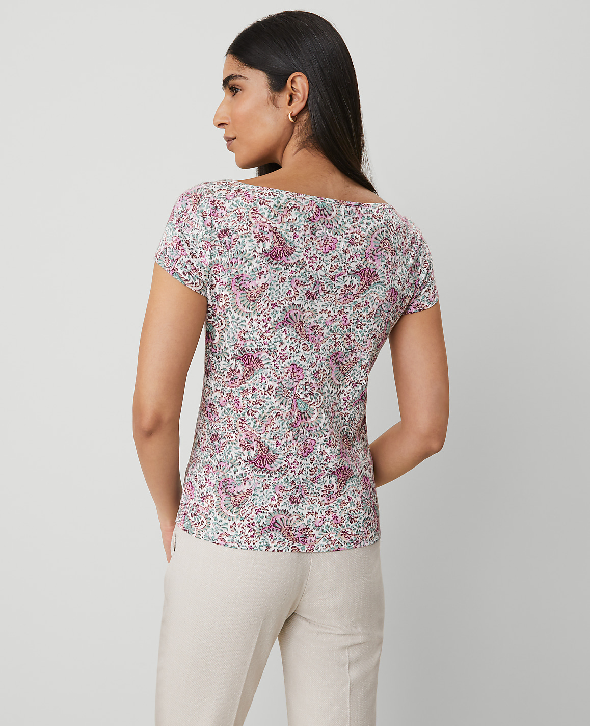 Petite Floral Square Neck Tee