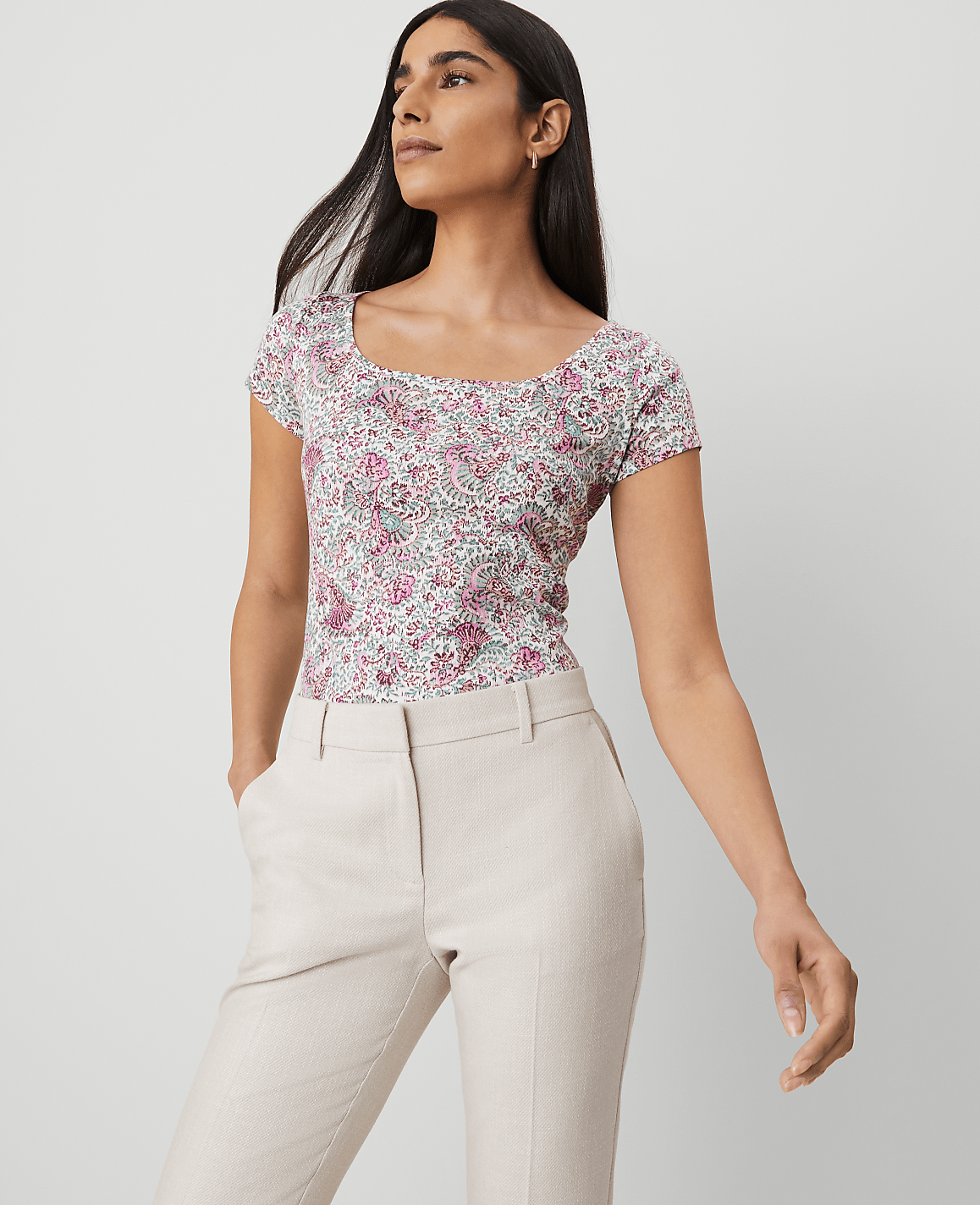 Floral Square Neck Tee