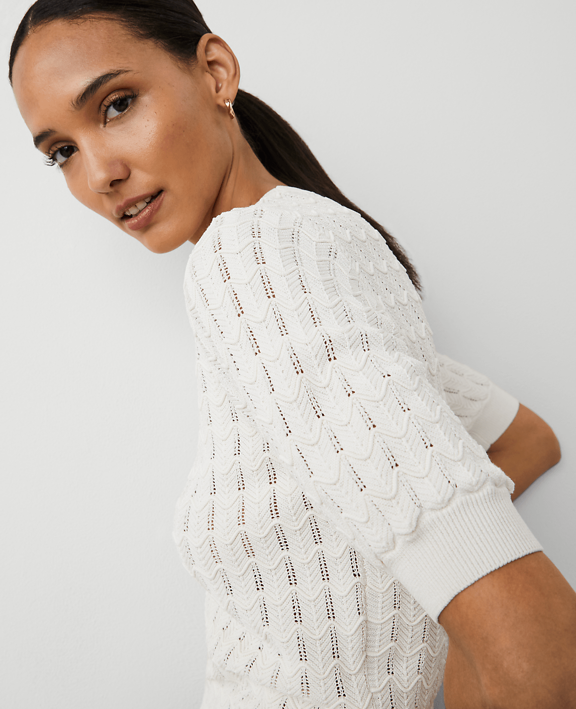 Wavy Stitch Wedge Sweater