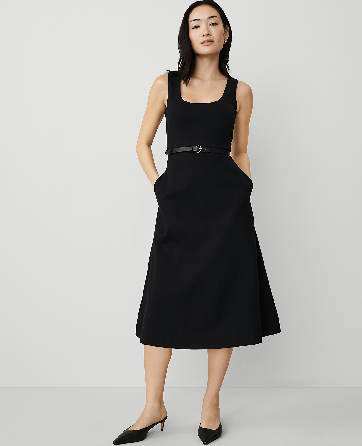 Ponte Sleeveless Midi Dress