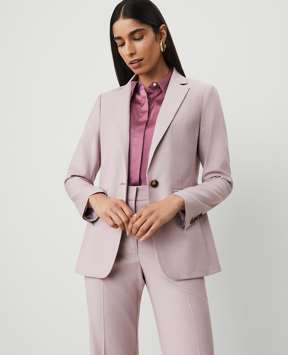 The Long Notched One Button Blazer
