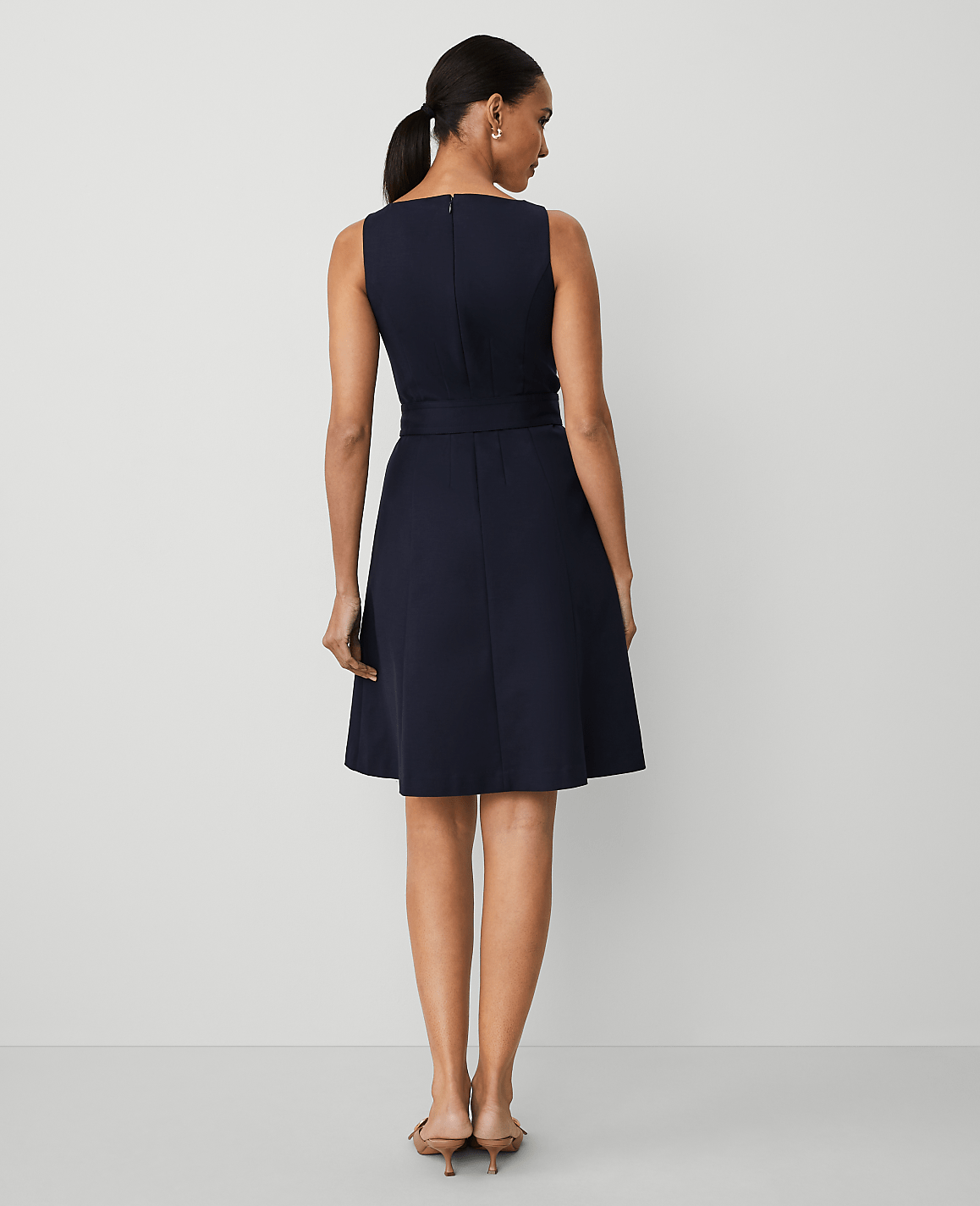 The Belted Flare Dress in Stretch Cotton