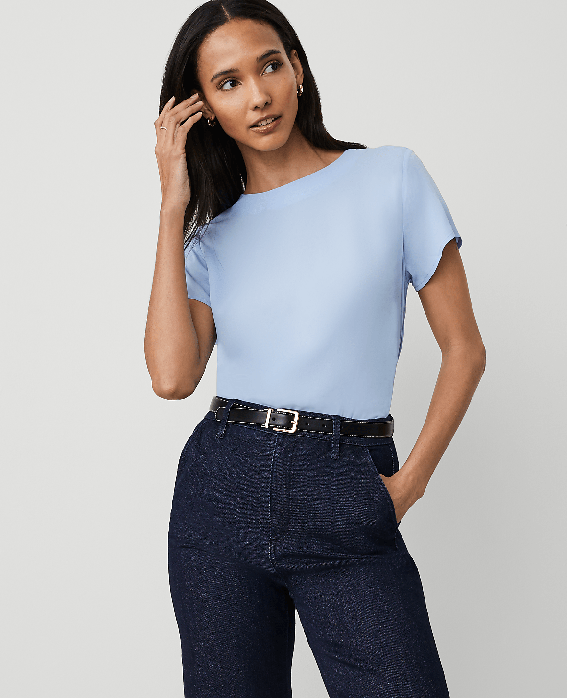 Petite Mixed Media Crew Neck Tee