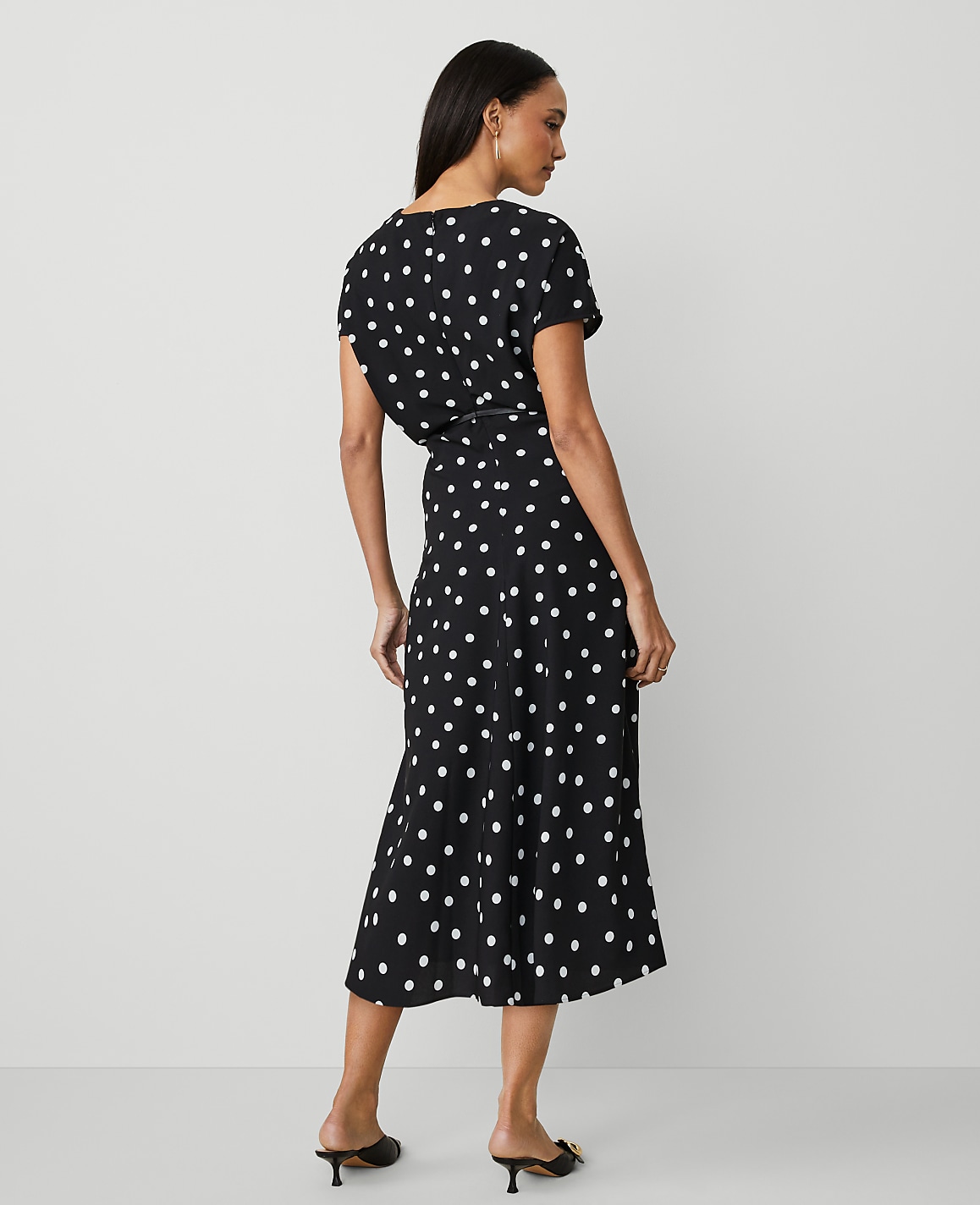 Dotted Crepe Column Midi Dress