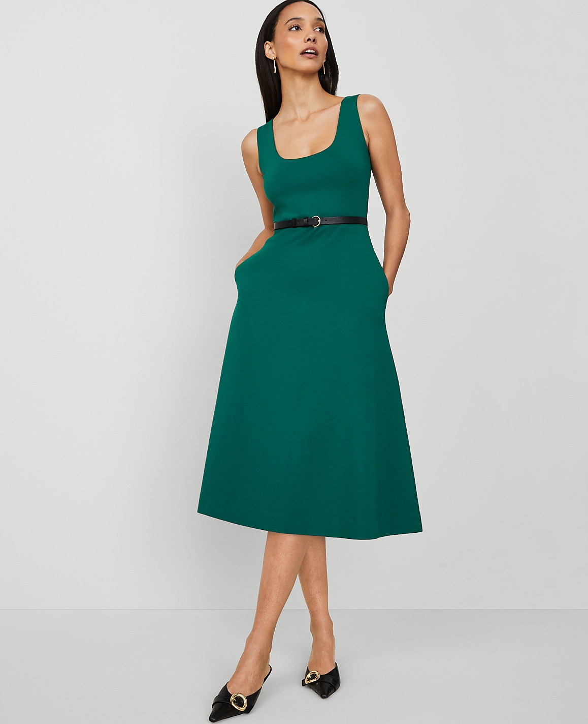 Petite Ponte Sleeveless Midi Dress
