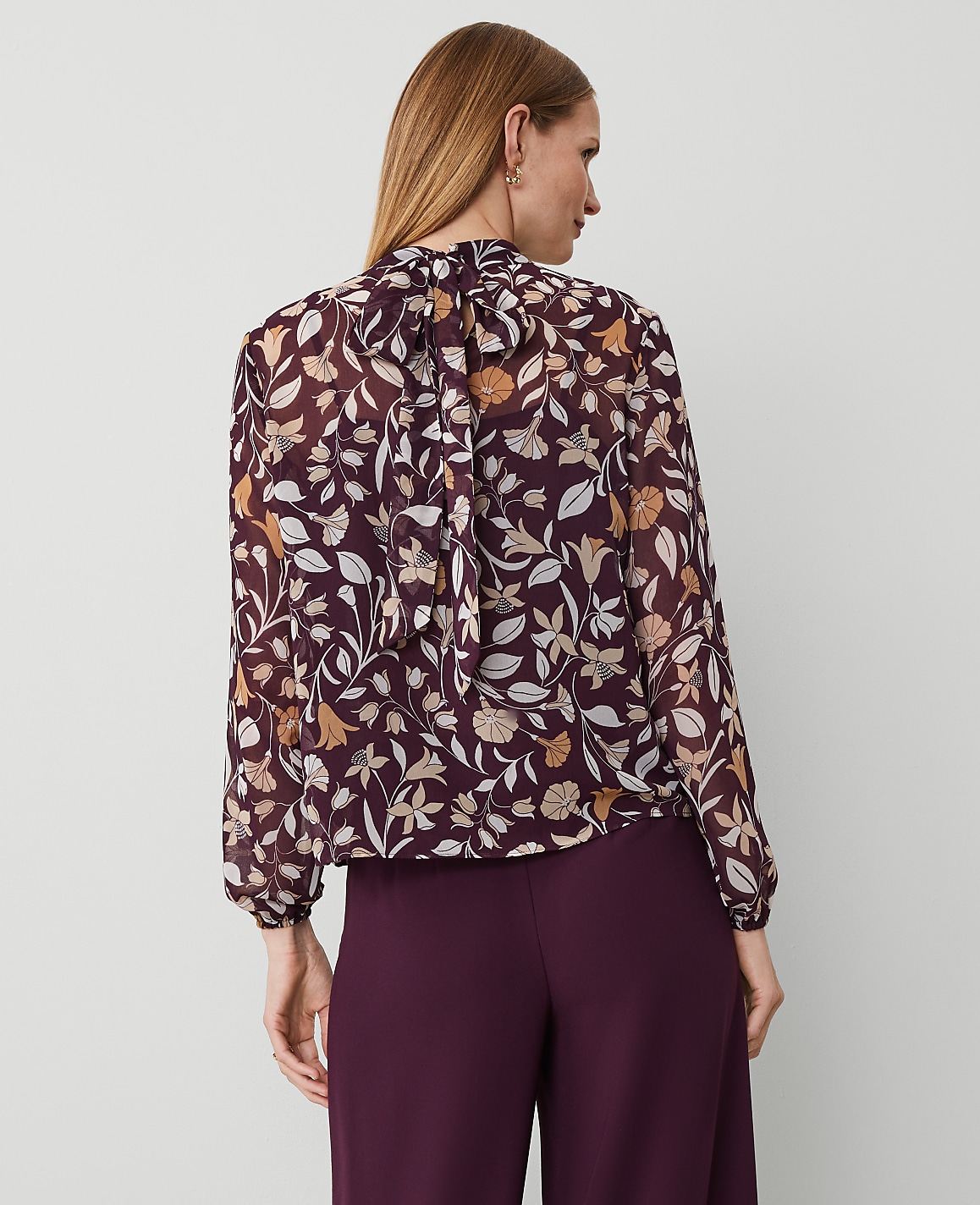 Tall Floral Popover Bow Blouse