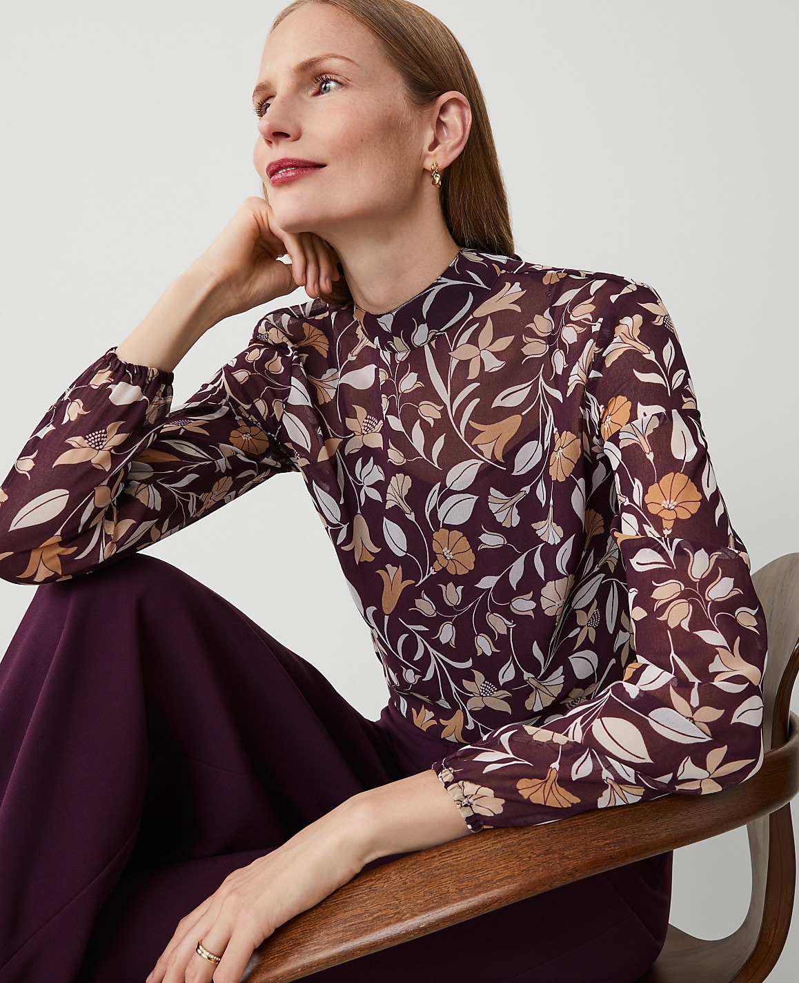 Tall Floral Popover Bow Blouse